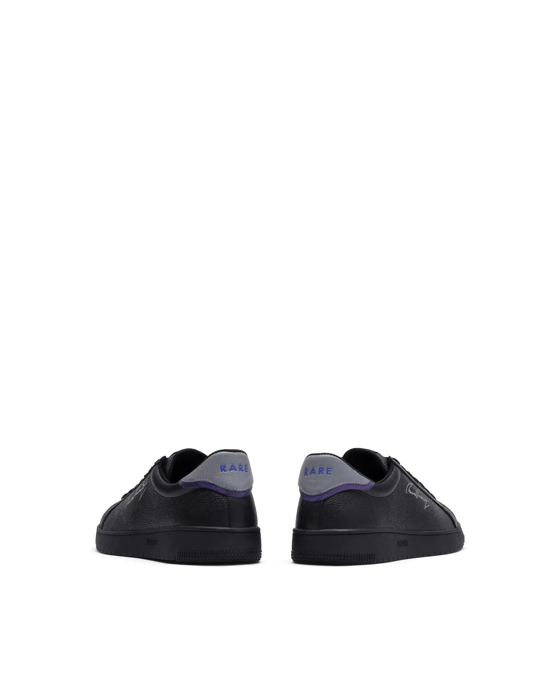 Rare Rabbit Men Elliot Black Genuine Leather Embroidered Signature Low-Top Lace-Up Closure Sneaker