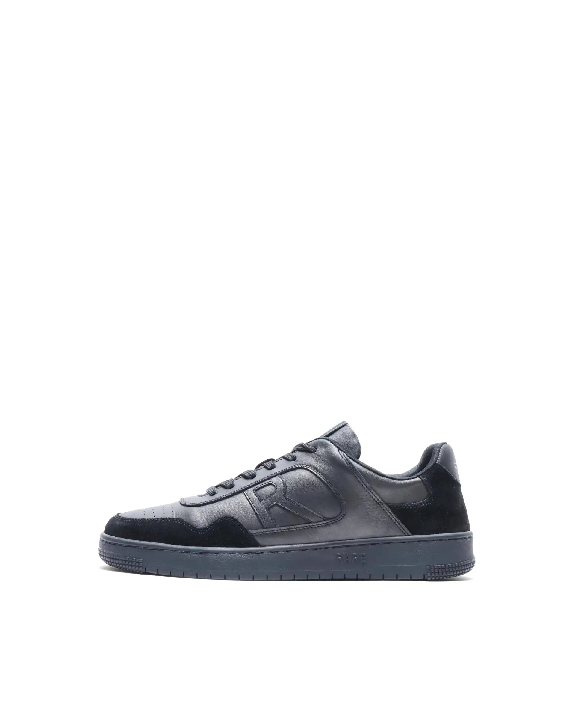 Rare Rabbit Men's Elysium Dark Black Leather Lace-Up Closure Sneaker