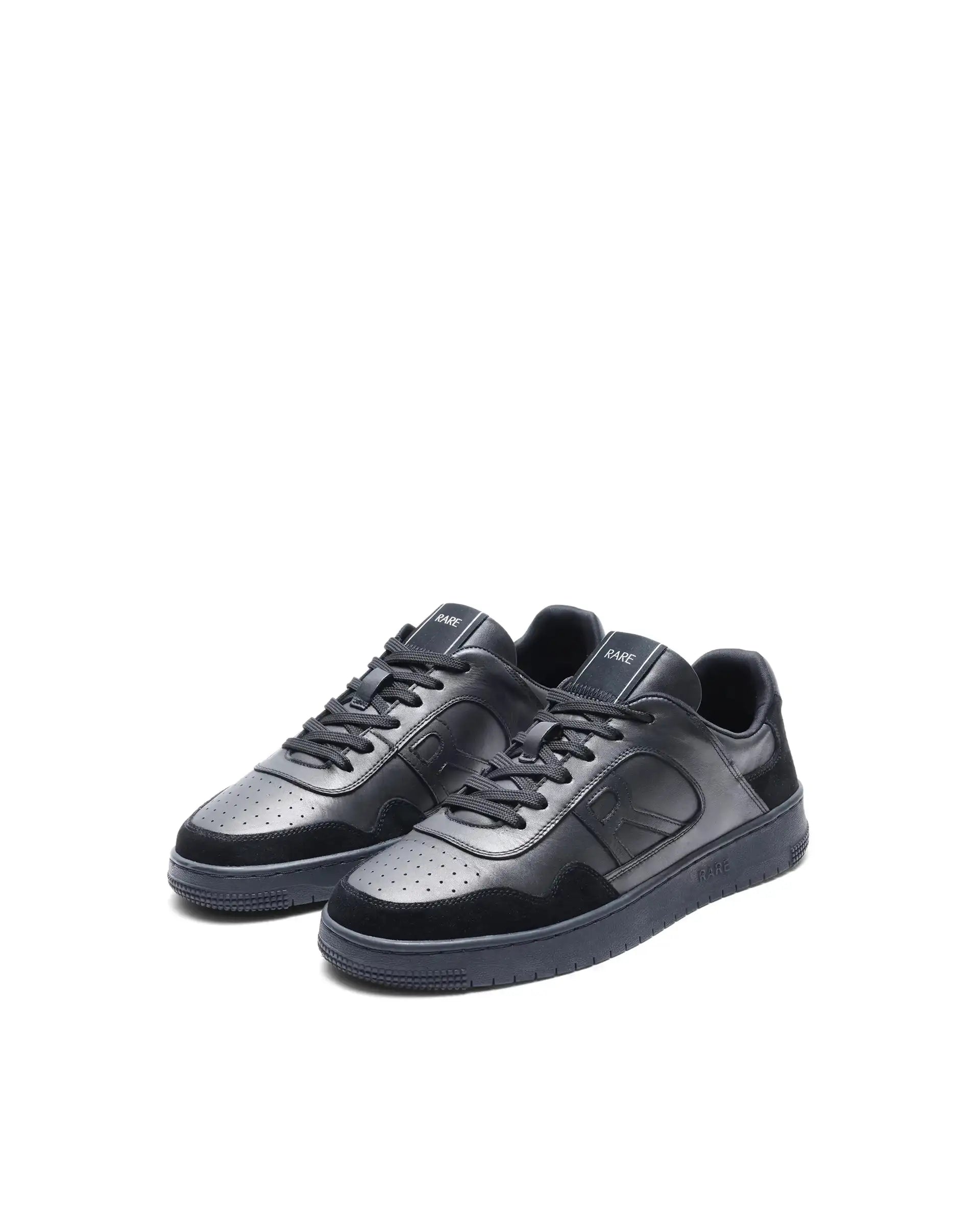 Rare Rabbit Men's Elysium Dark Black Leather Lace-Up Closure Sneaker