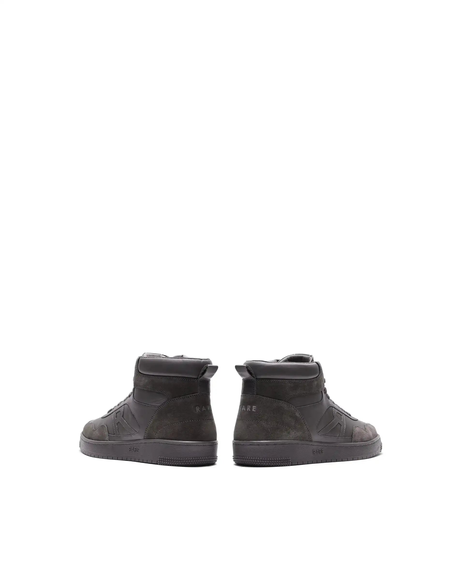 Rare Rabbit Men's Elysium High Dark Grey Leather Lace-Up Closure Hi-Top Sneaker