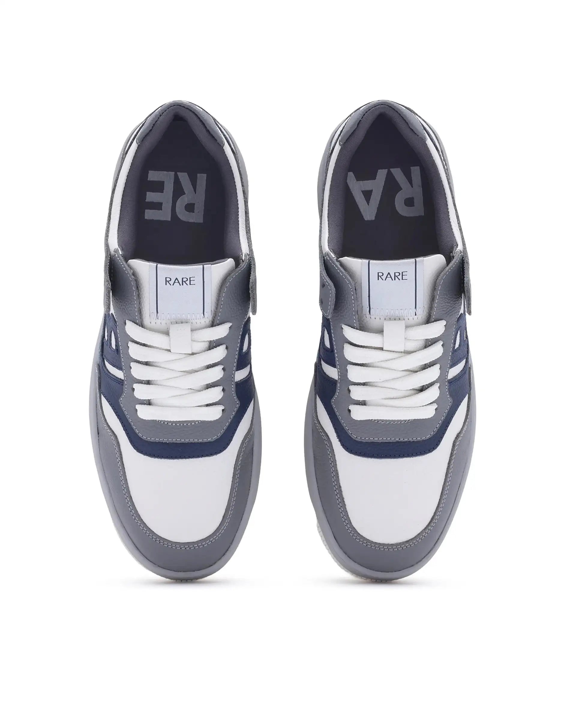 Rare Rabbit Men's Gabriel White Genuine Leather Lycra Lining Dual Tone Lace-Up Low-Top Sneaker Shoes