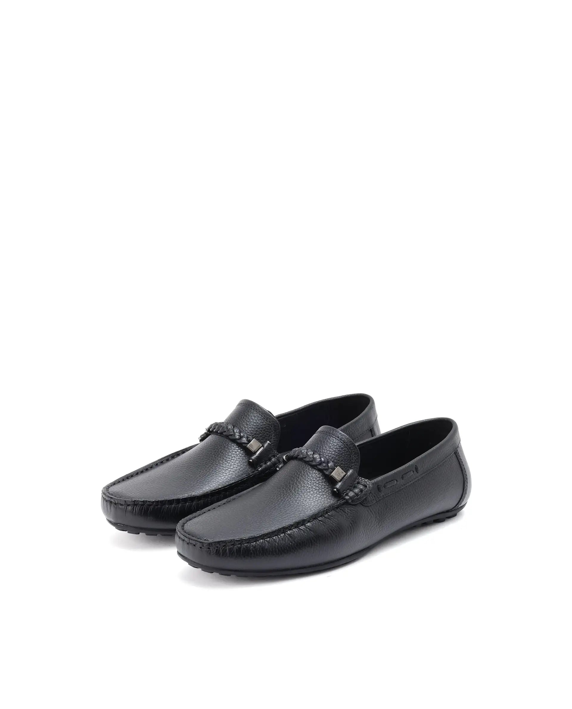 Rare Rabbit Men's Grain Black Slip-On Genuine Milled Leather Driving Moccasin