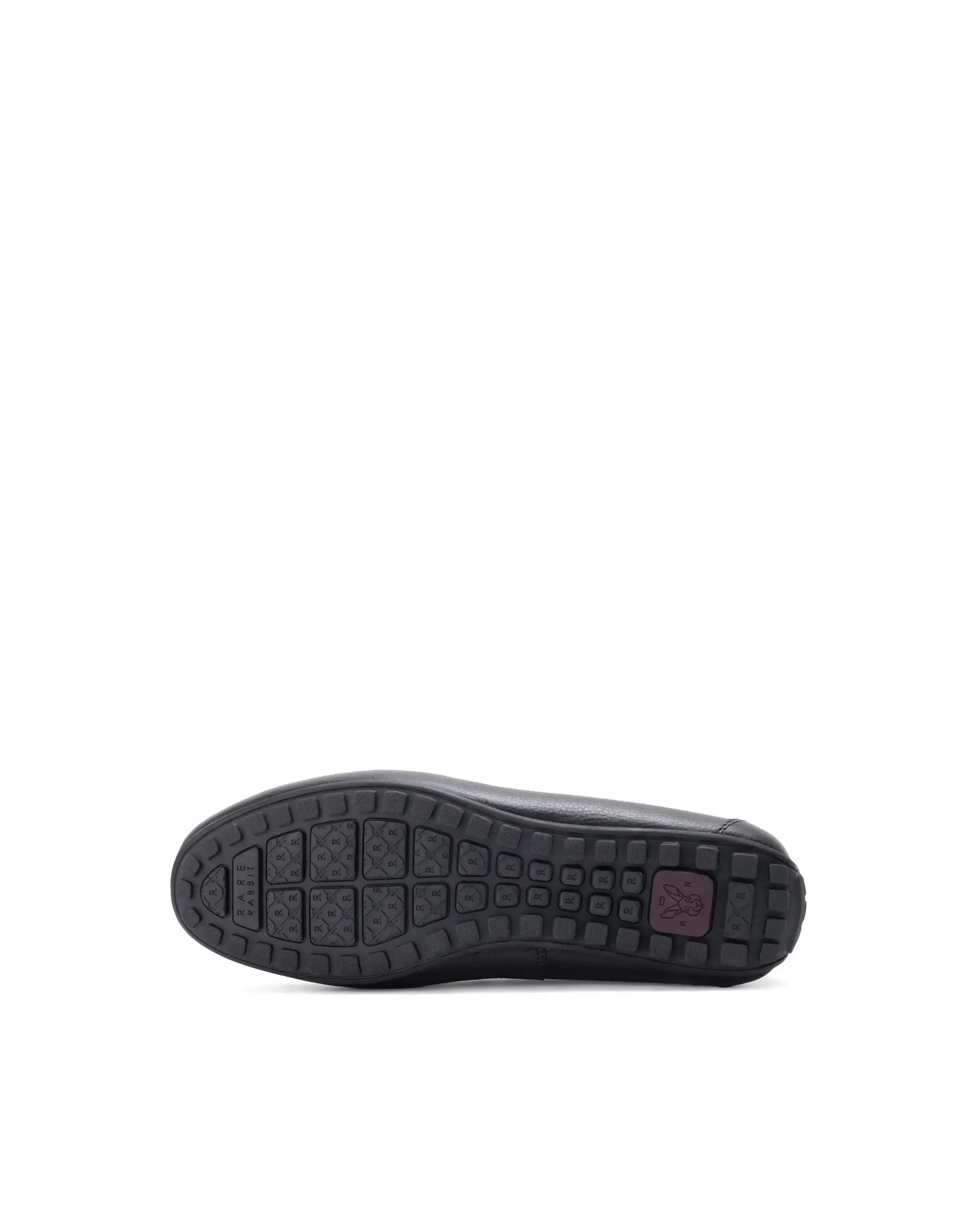 Rare Rabbit Men's Grain Black Slip-On Genuine Milled Leather Driving Moccasin