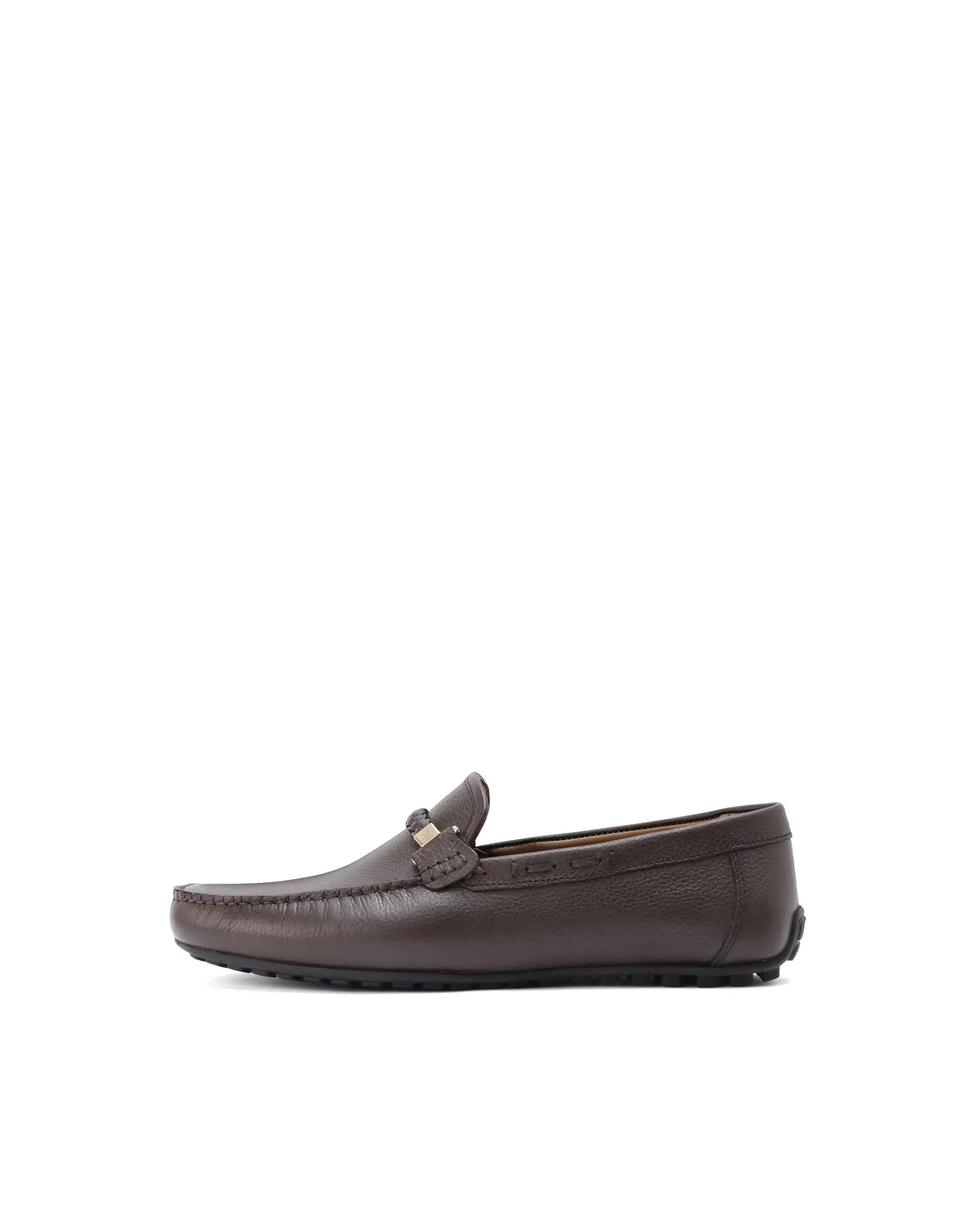 Rare Rabbit Men's Grain Brown Slip-On Genuine Milled Leather Driving Moccasin