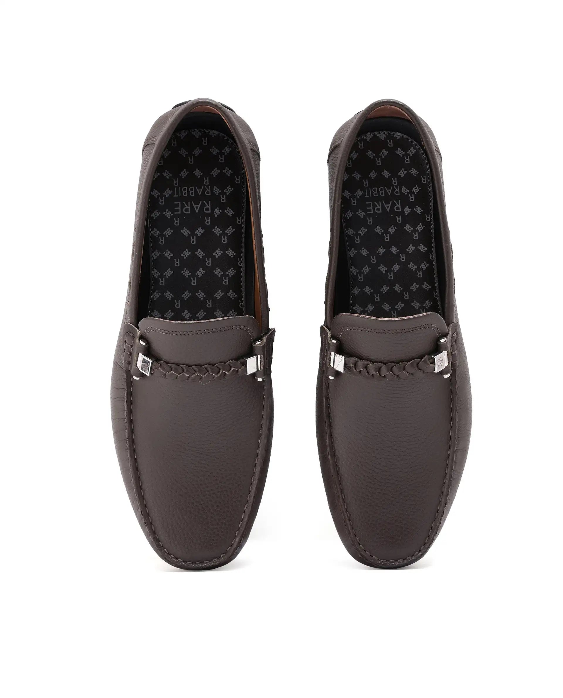 Rare Rabbit Men's Grain Dark Olive Slip-On Genuine Milled Leather Driving Moccasin