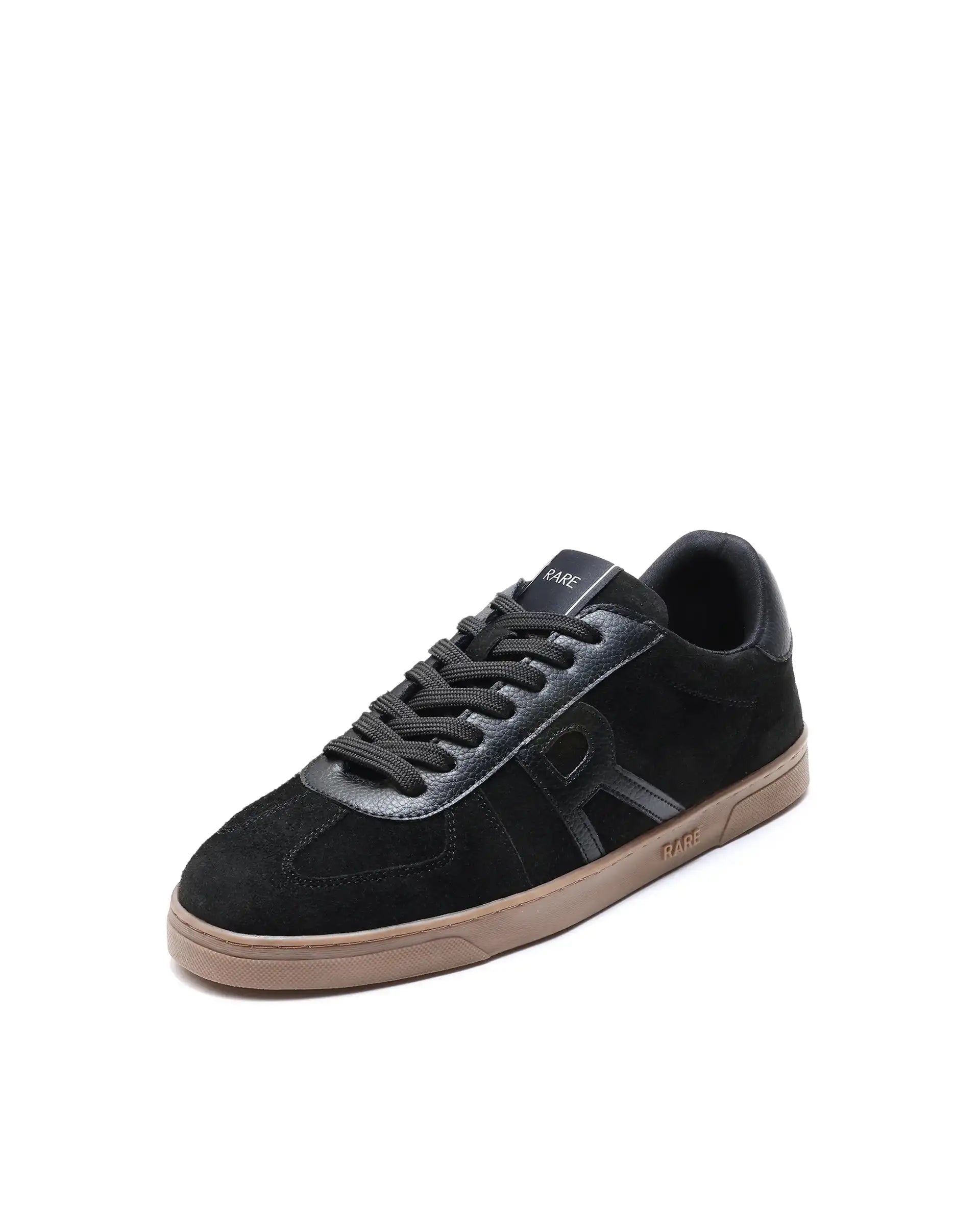 Rare Rabbit Men's Greg Light Black Lace-Up Closure Suede Sneaker