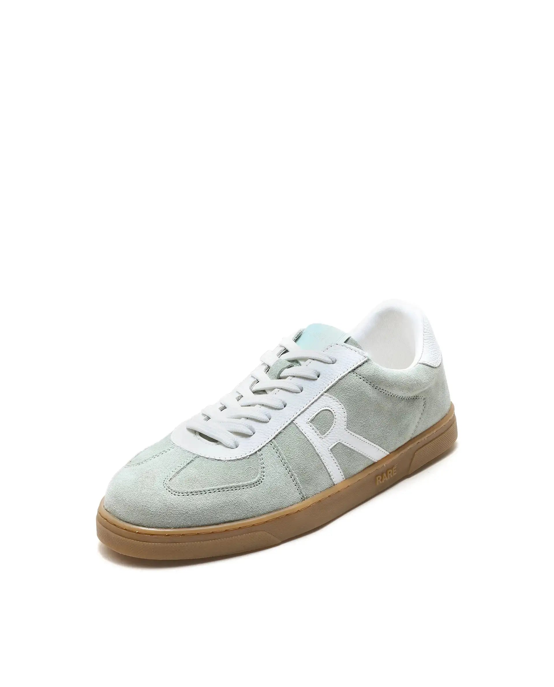 Rare Rabbit Men's Greg Light Sage Lace-Up Closure Suede Sneaker