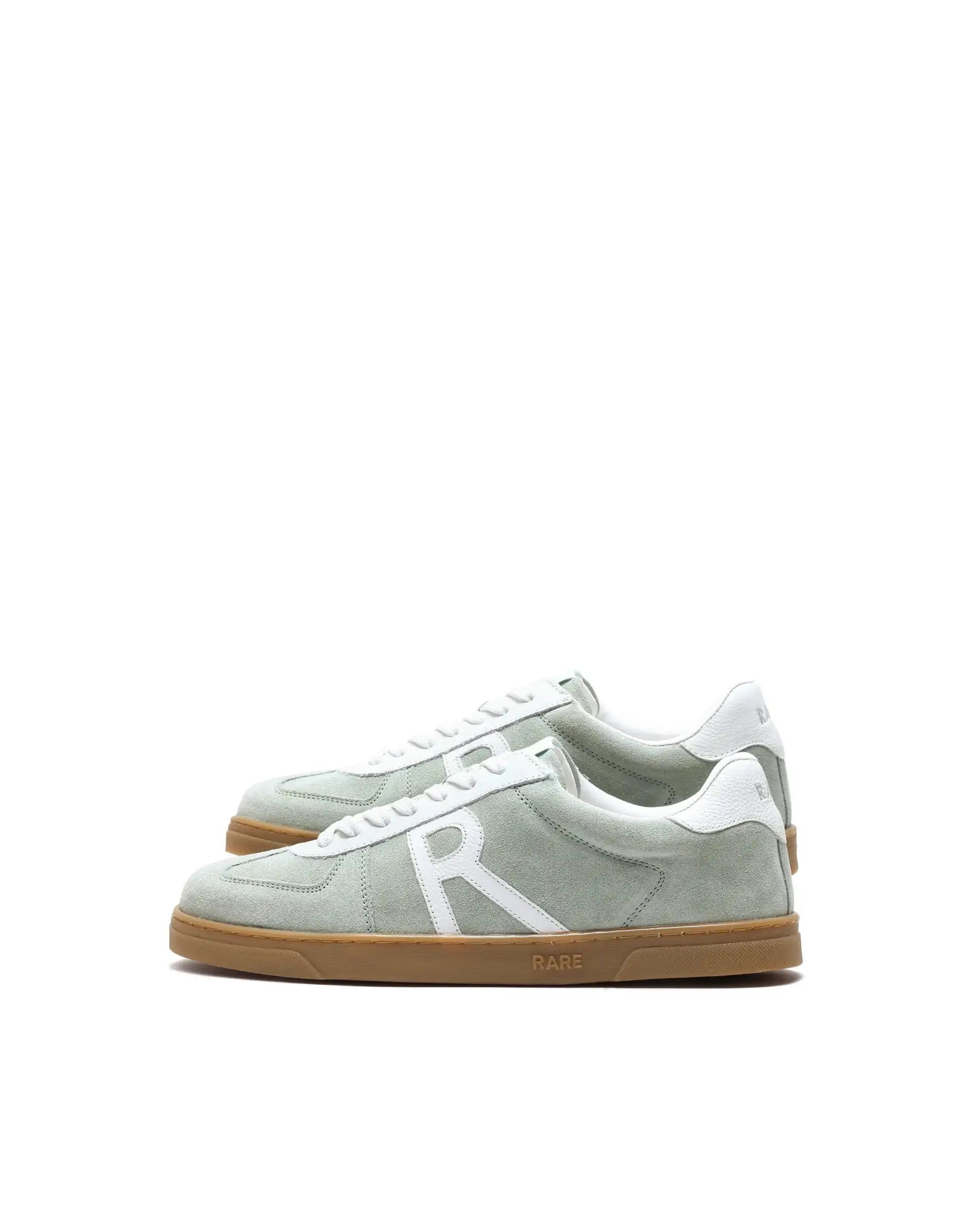 Rare Rabbit Men's Greg Light Sage Lace-Up Closure Suede Sneaker