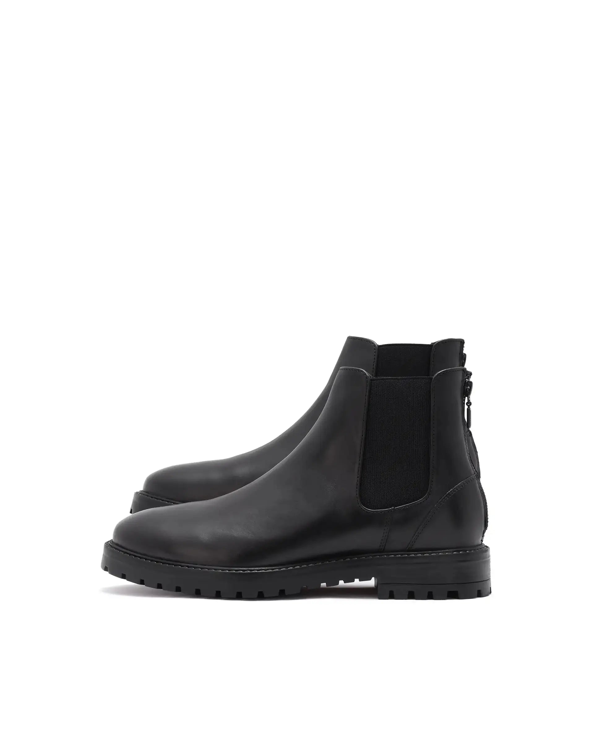 Rare Rabbit Men's Gum-1 Black Leather Fabric Chelsea Boots