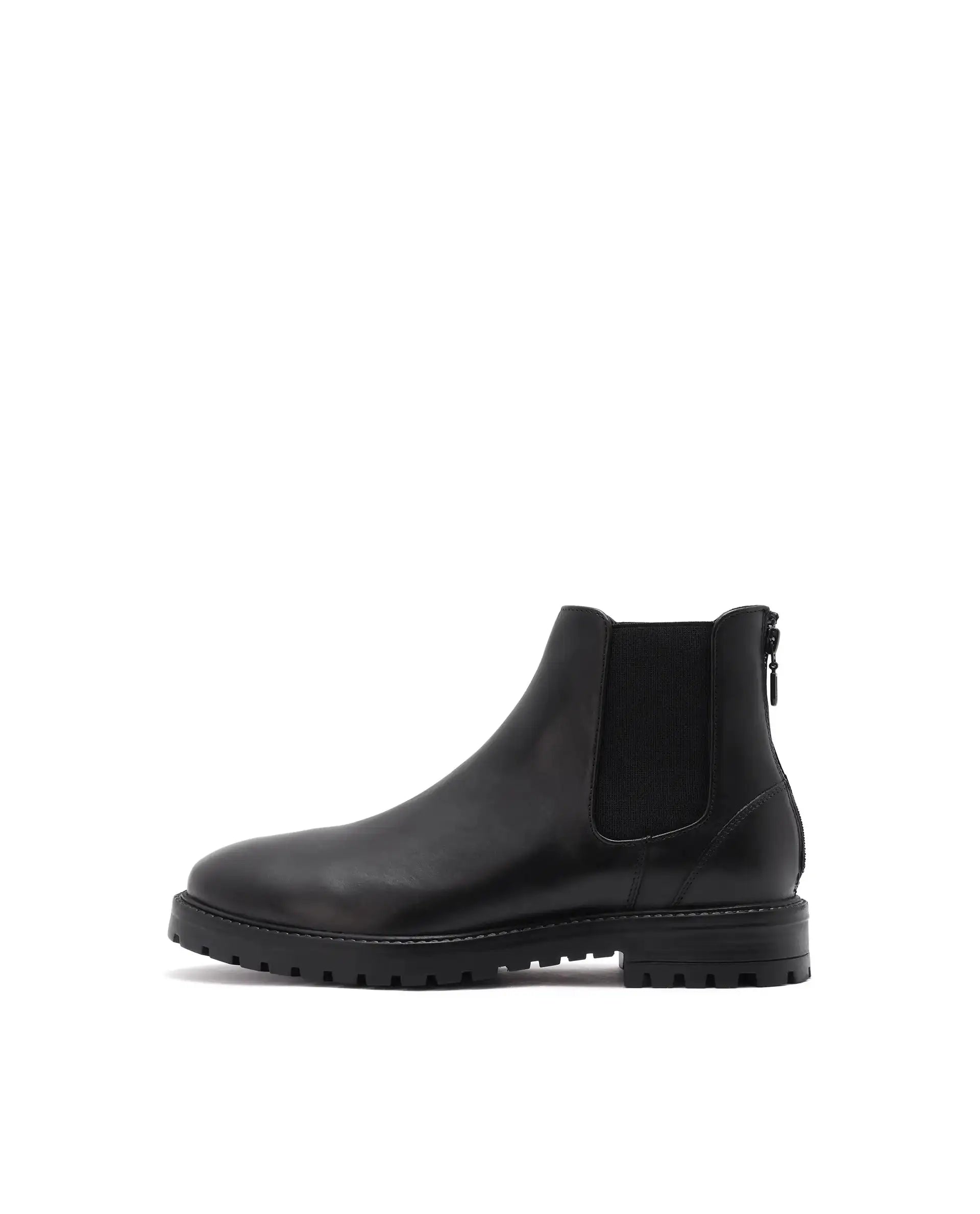 Rare Rabbit Men's Gum-1 Black Leather Fabric Chelsea Boots