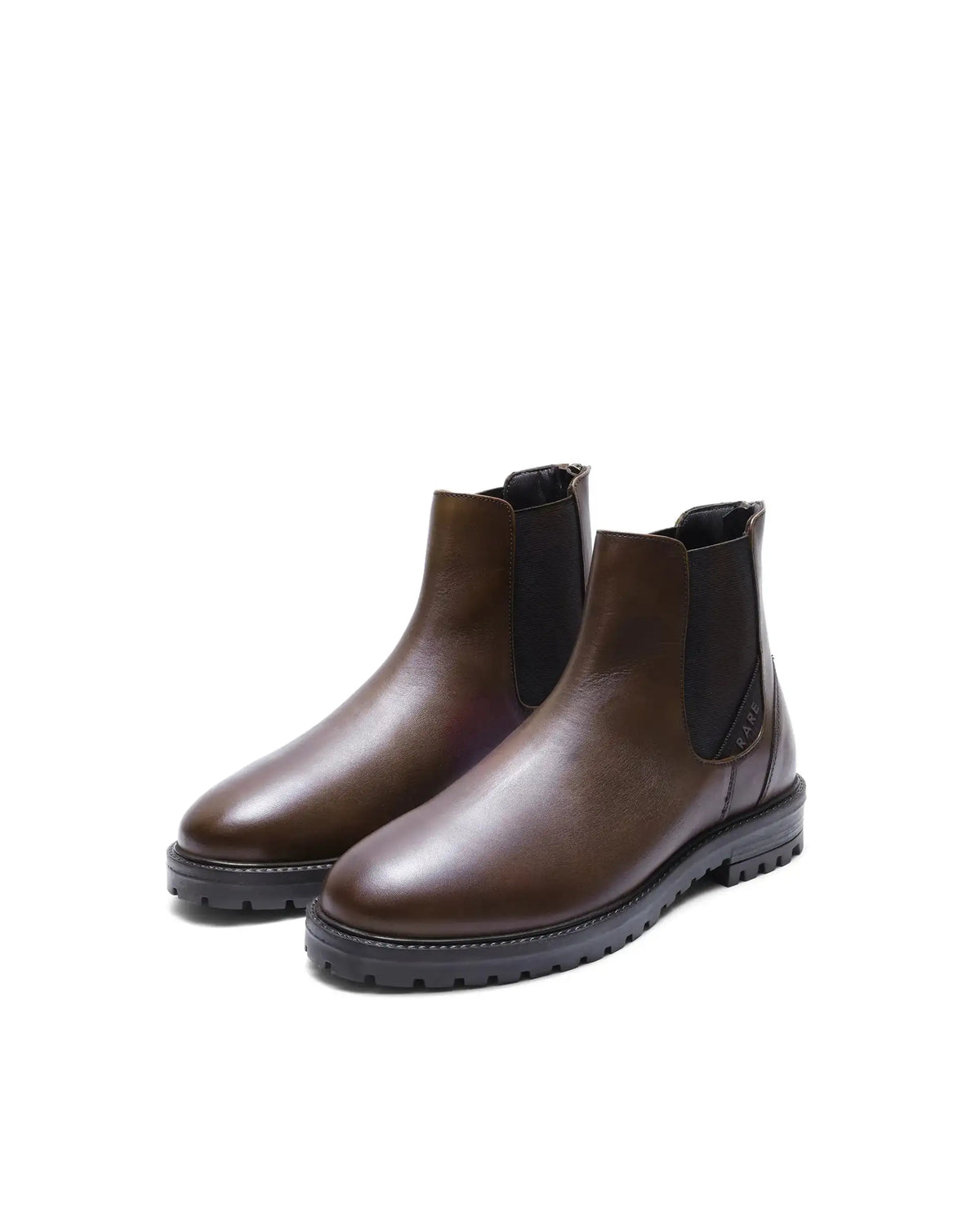 Rare Rabbit Men's Gum-1 Brown Leather Fabric Chelsea Boots