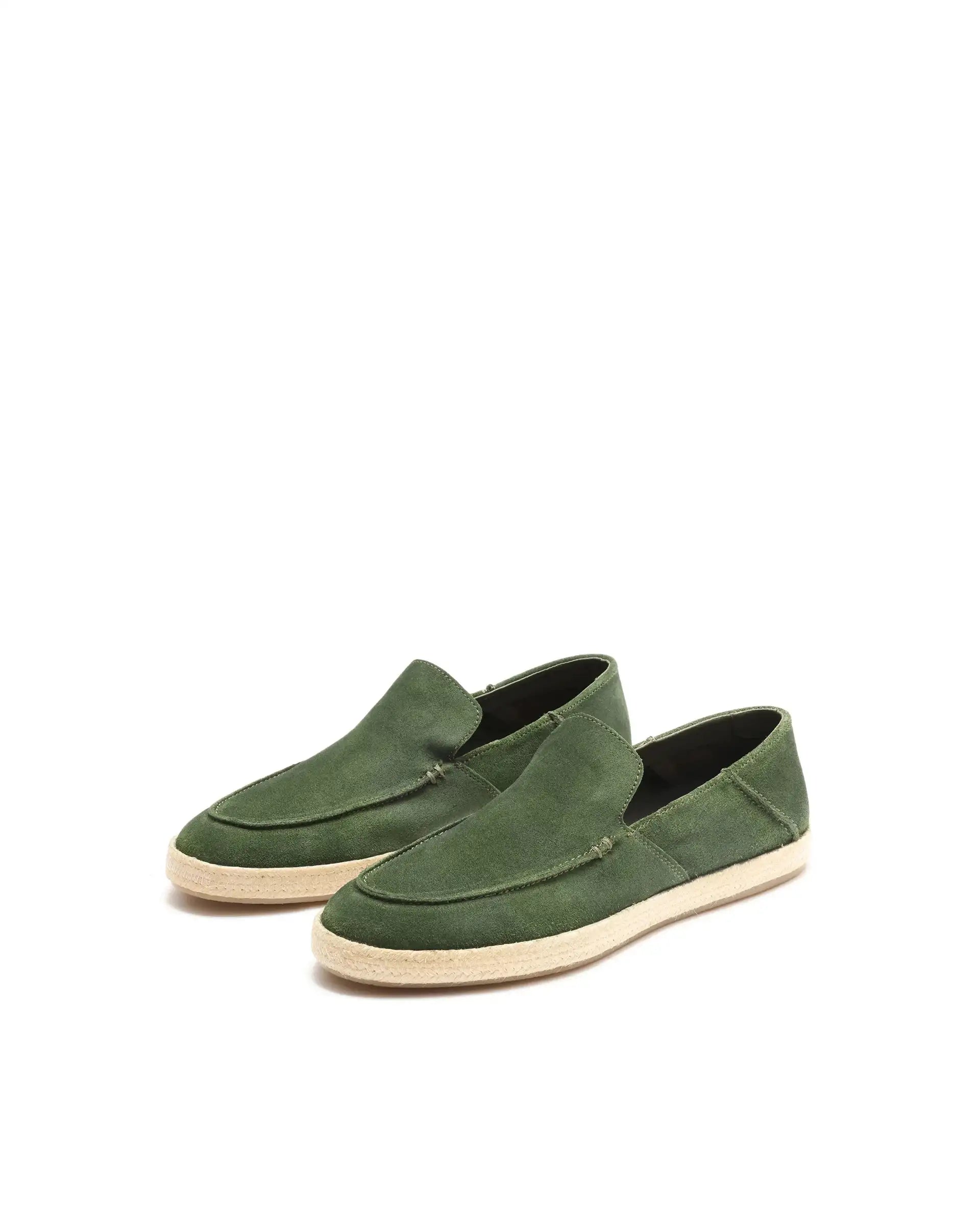 Rare Rabbit Men Havana Emerald Green Suede Leather Slip-On Closure Shoes