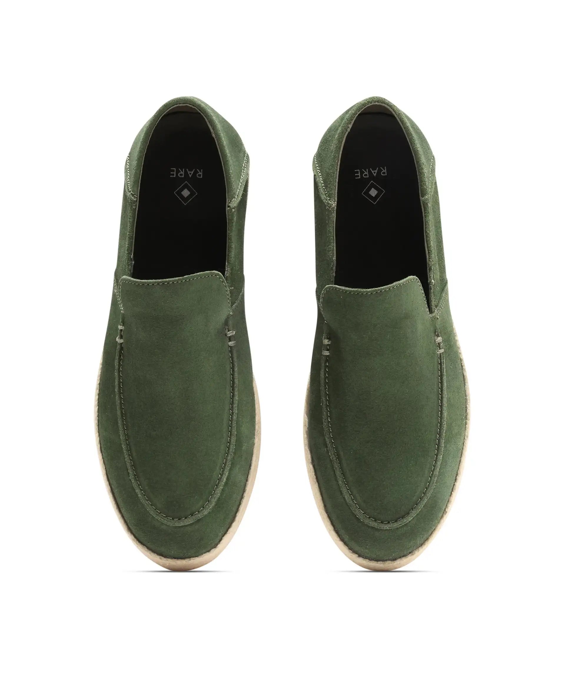 Rare Rabbit Men Havana Emerald Green Suede Leather Slip-On Closure Shoes
