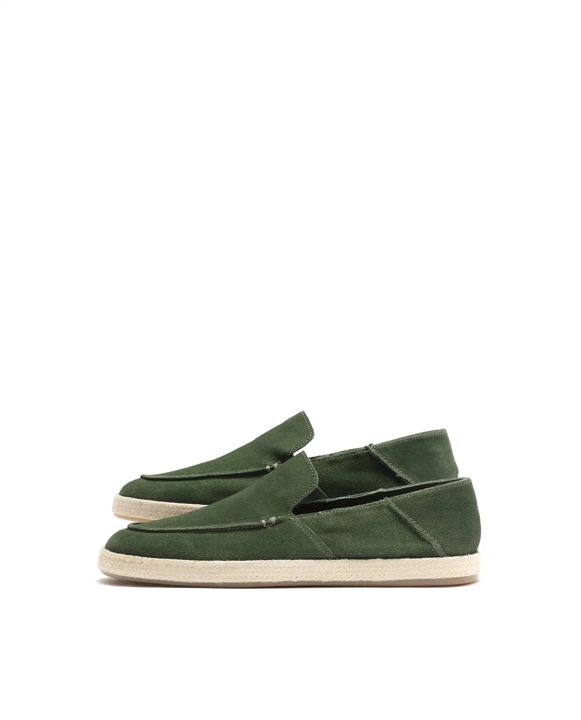 Rare Rabbit Men Havana Emerald Green Suede Leather Slip-On Closure Shoes