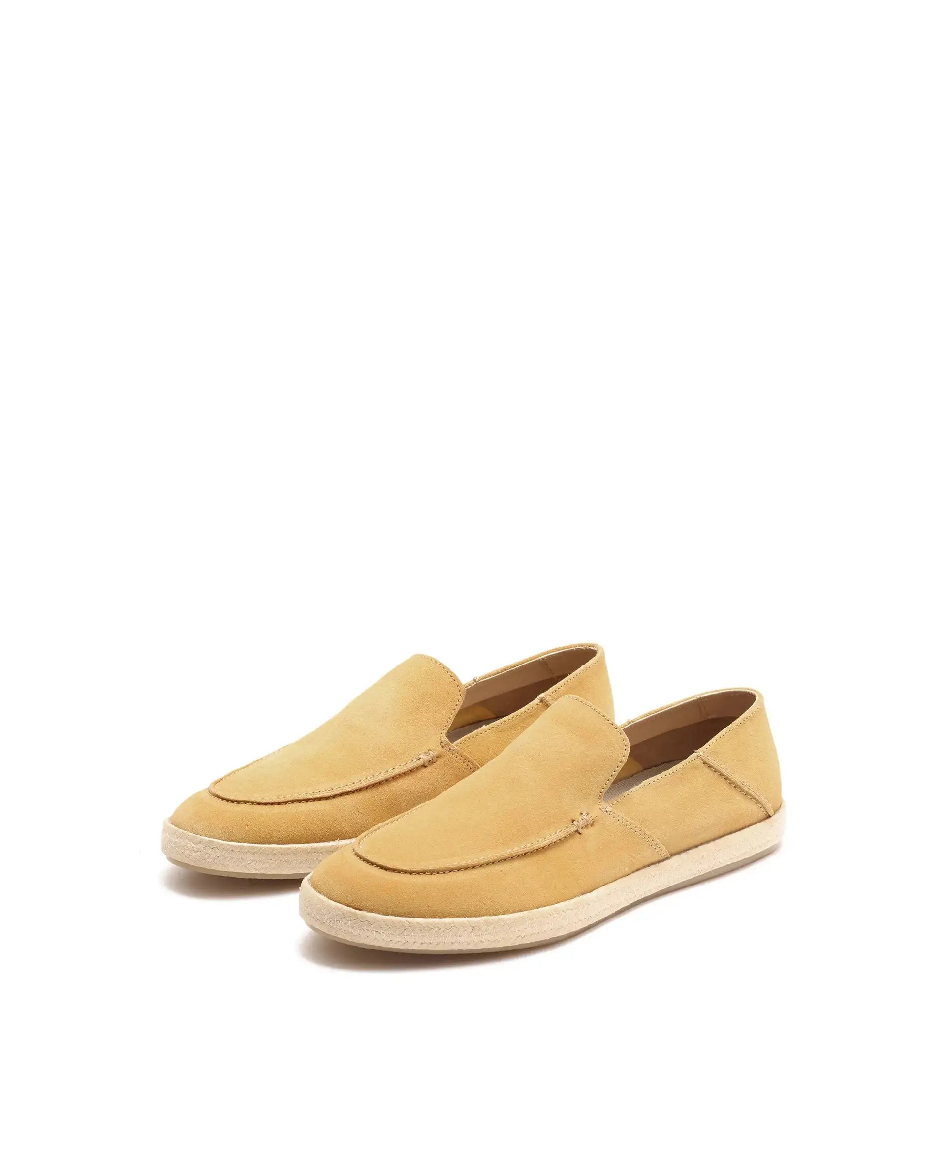 Rare Rabbit Men Havana Mustard Yellow Suede Leather Slip-On Closure Shoes