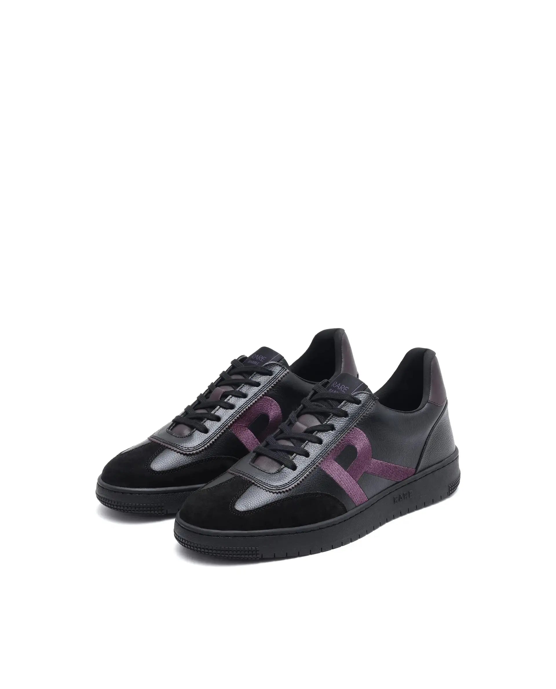 Rare Rabbit Men Hem Black Lace-Up Genuine Leather Signature Hem Branding Low-Top Sneaker Shoes