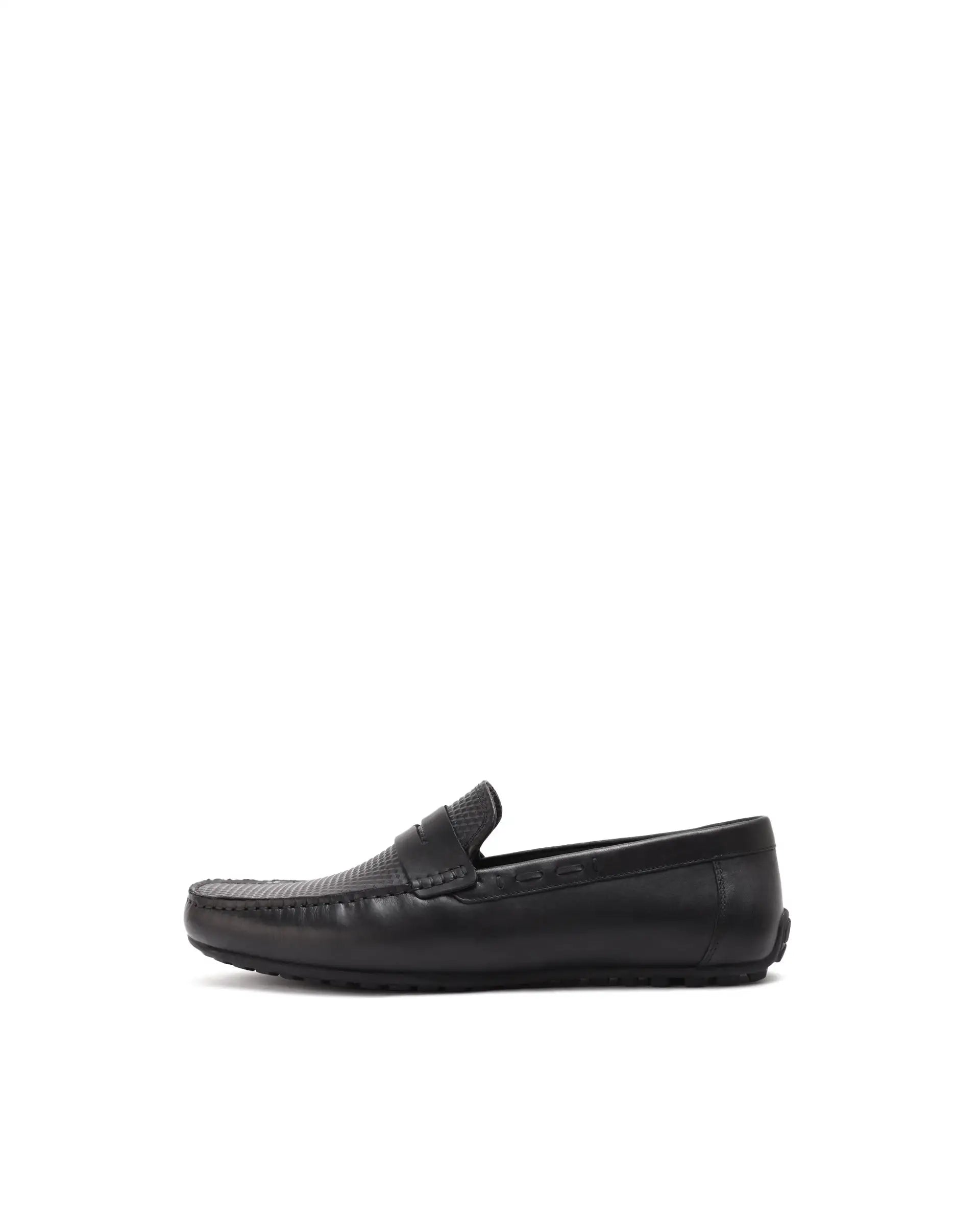 Rare Rabbit Men's Honey Black Slip-On 3D Plated Genuine Leather Driver Moccasin