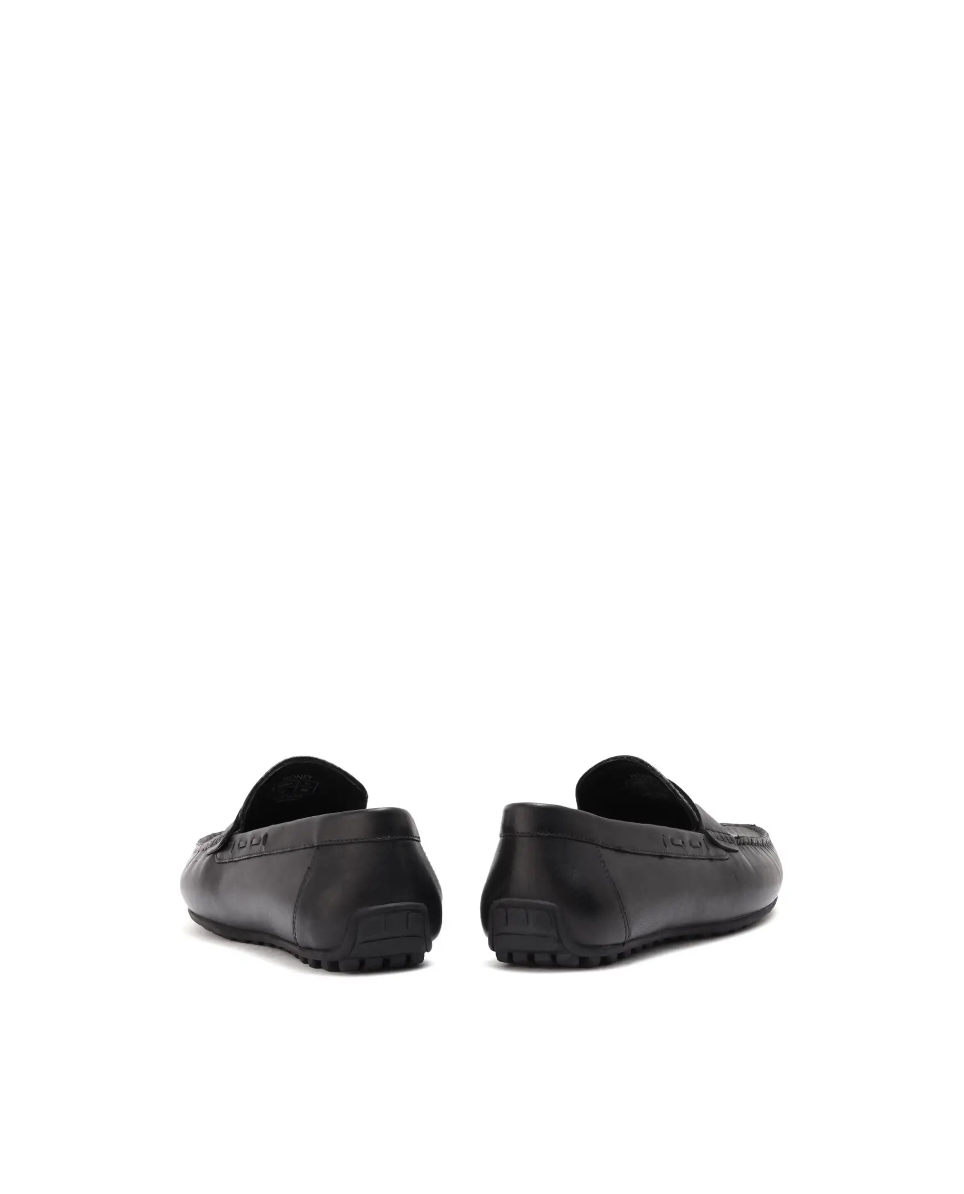 Rare Rabbit Men's Honey Black Slip-On 3D Plated Genuine Leather Driver Moccasin