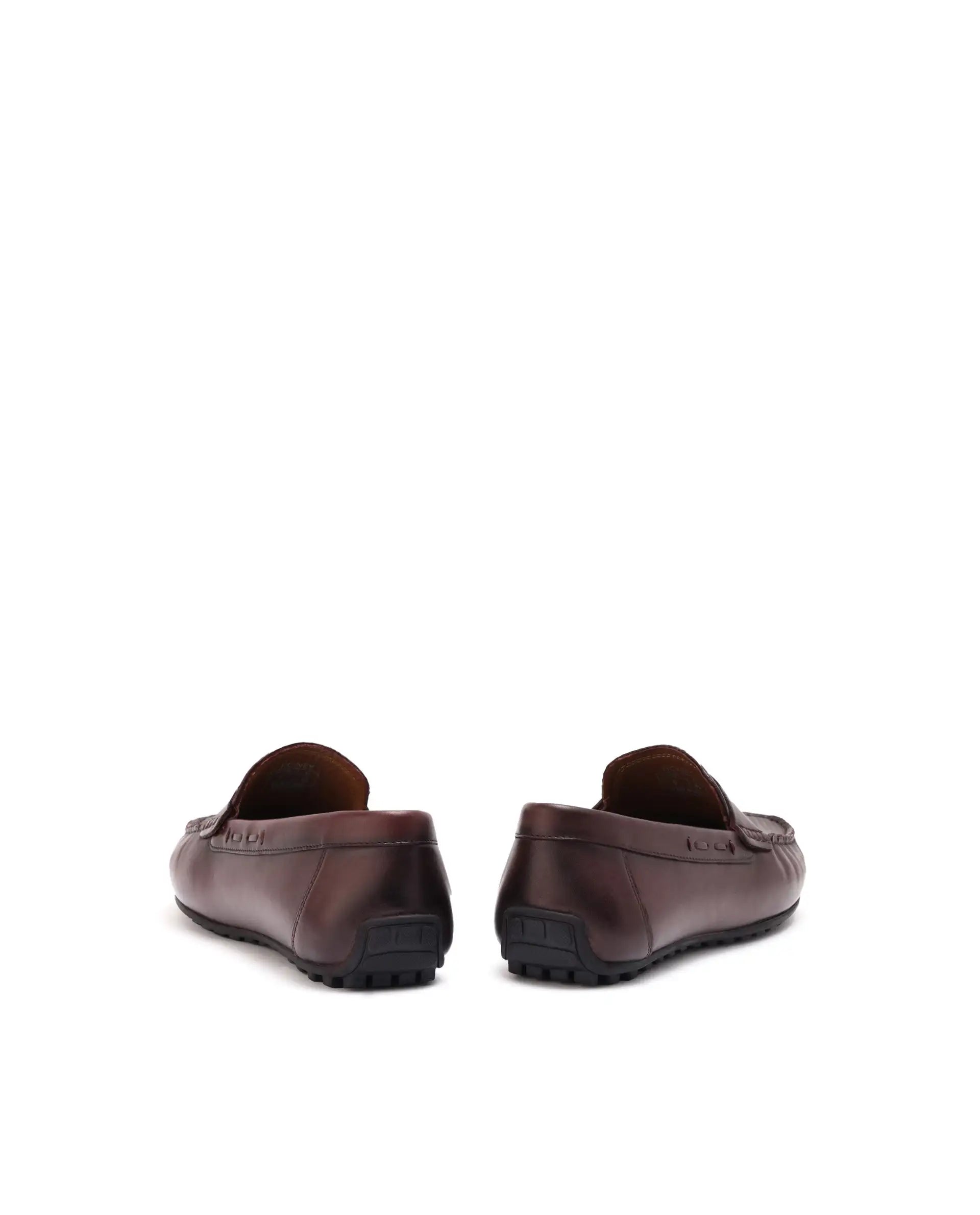 Rare Rabbit Men's Honey Burgundy Slip-On 3D Plated Genuine Leather Driver Moccasin