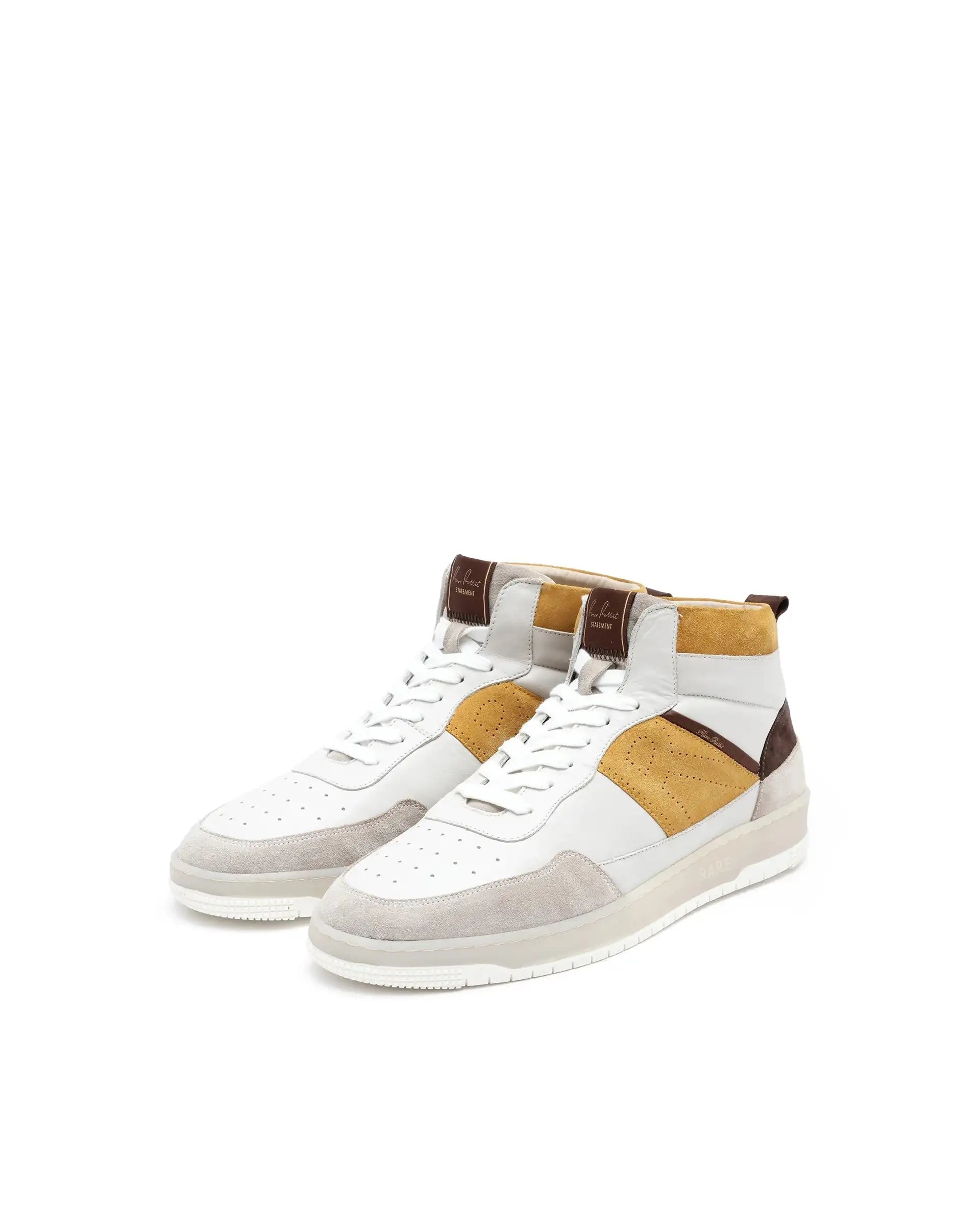 Rare Rabbit Men's Horizon Mustard Suede And Leather High-Top Lace Up Sneaker Shoes