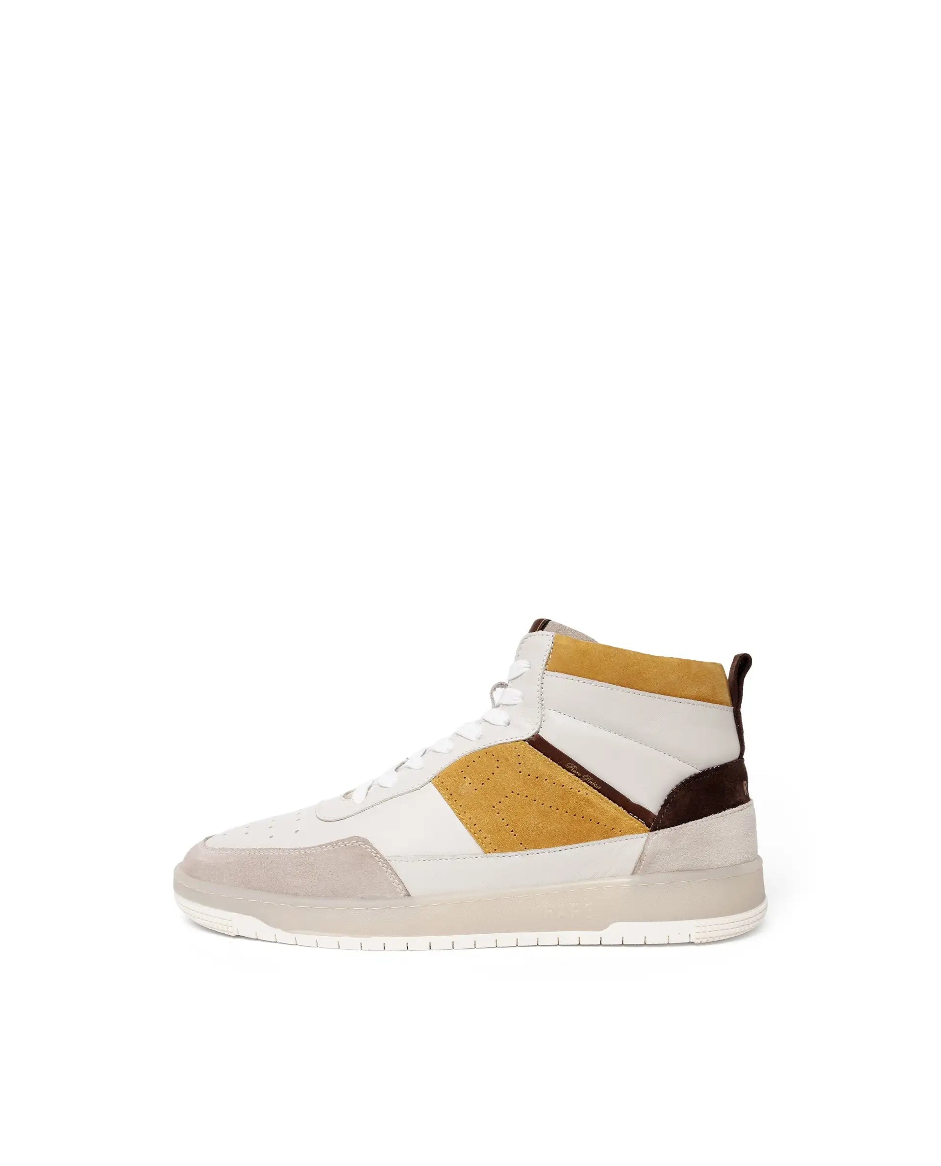 Rare Rabbit Men's Horizon Mustard Suede And Leather High-Top Lace Up Sneaker Shoes
