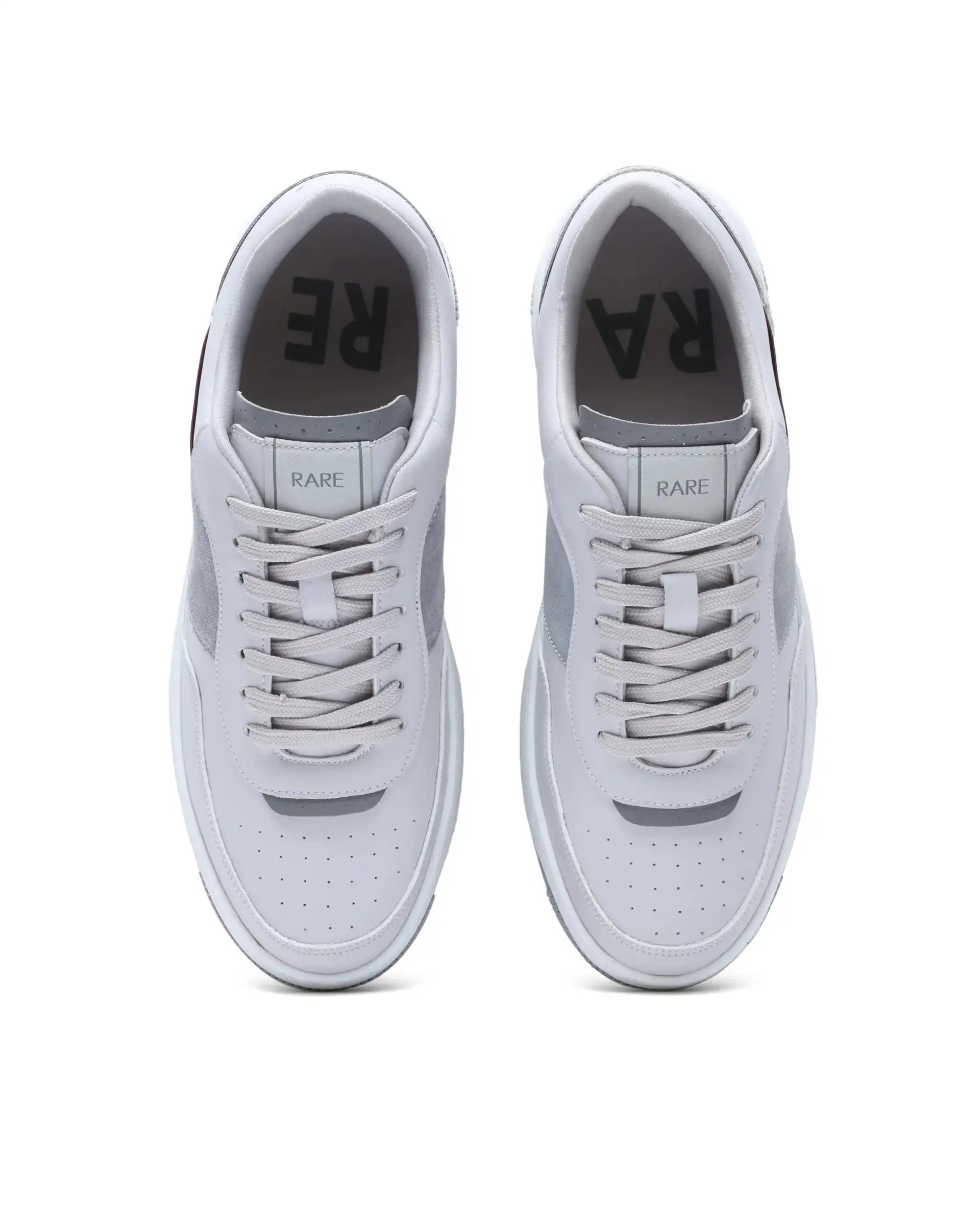 Rare Rabbit Men's Imperia Grey Micro Fiber Lace-Up Closure Sneaker