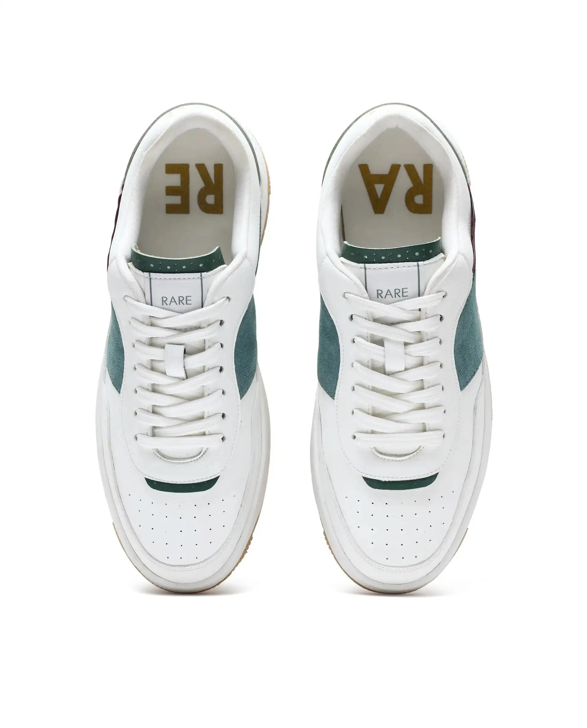 Rare Rabbit Men's Imperia White Micro Fiber Lace-Up Closure Sneaker