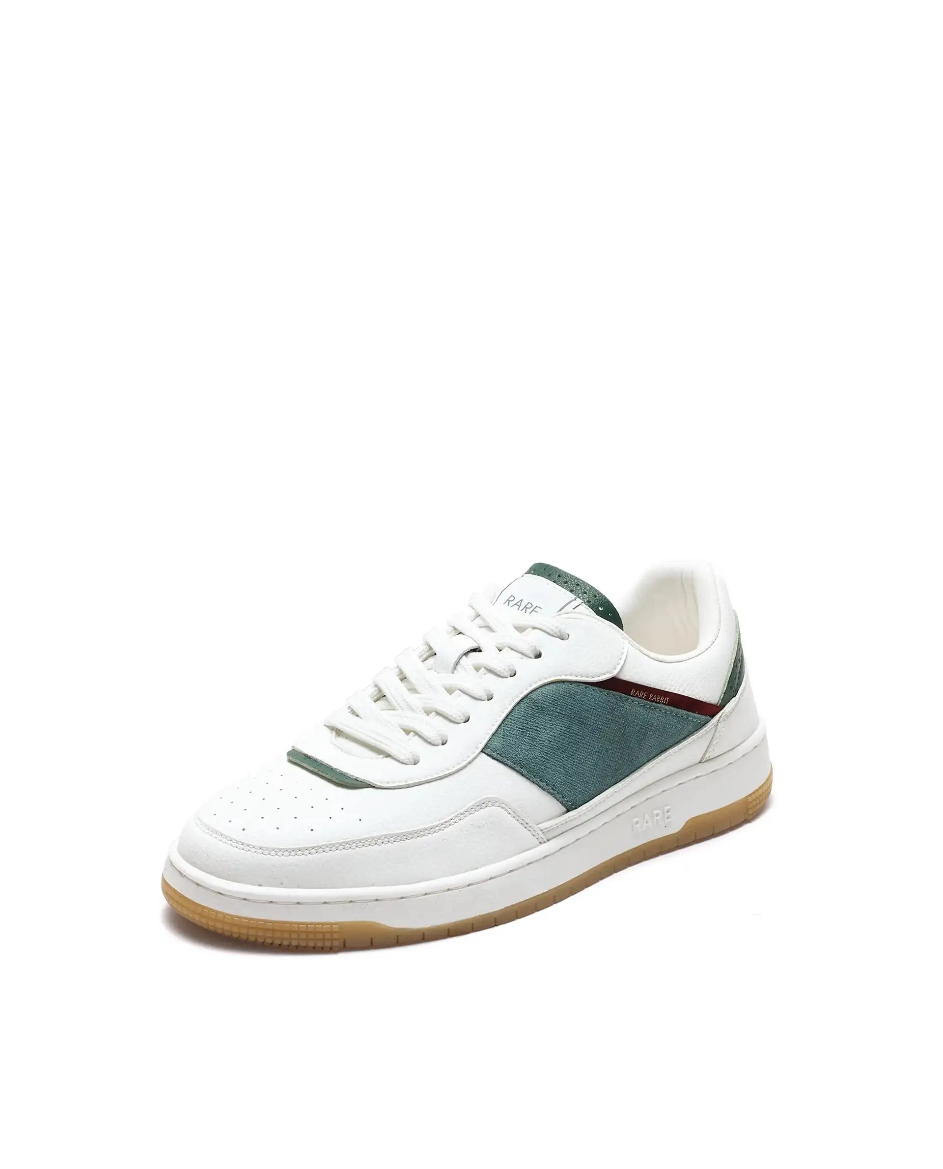 Rare Rabbit Men's Imperia White Micro Fiber Lace-Up Closure Sneaker