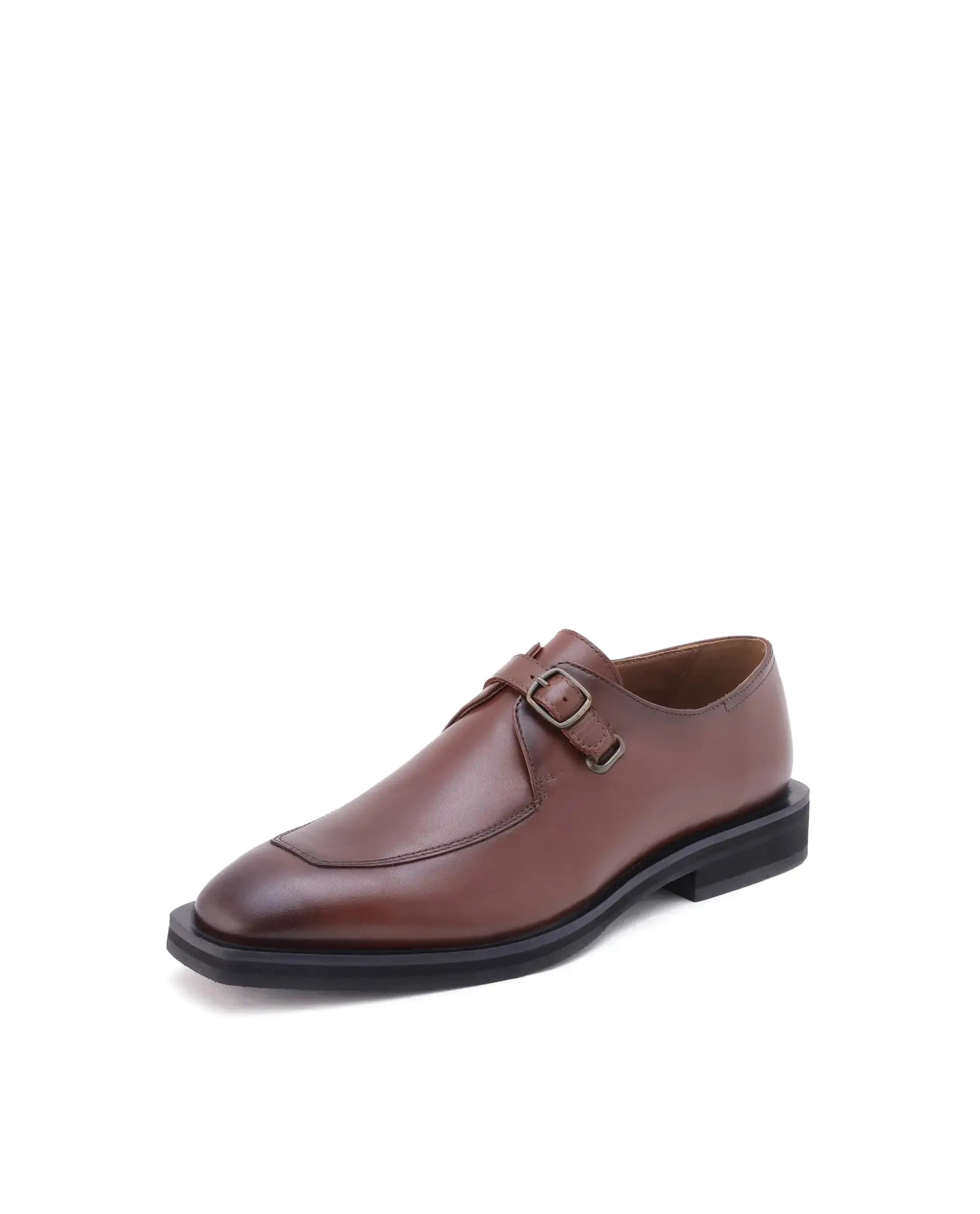 Rare Rabbit Men Kai Tan Genuine Leather Buckle Strap Slip-On Loafers