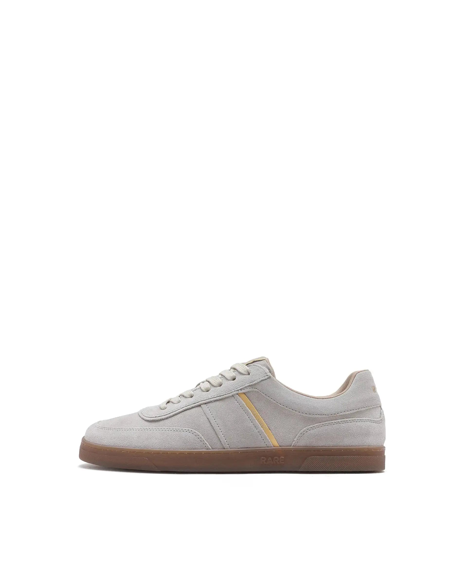 Rare Rabbit Men Kairos Light Beige Premium Suede Leather Low-Top Lace-Up Sneaker Shoes