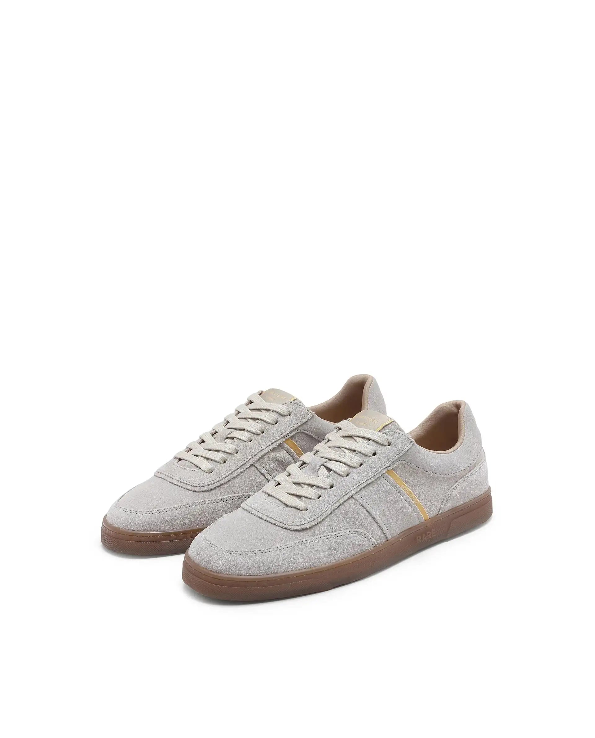 Rare Rabbit Men Kairos Light Beige Premium Suede Leather Low-Top Lace-Up Sneaker Shoes