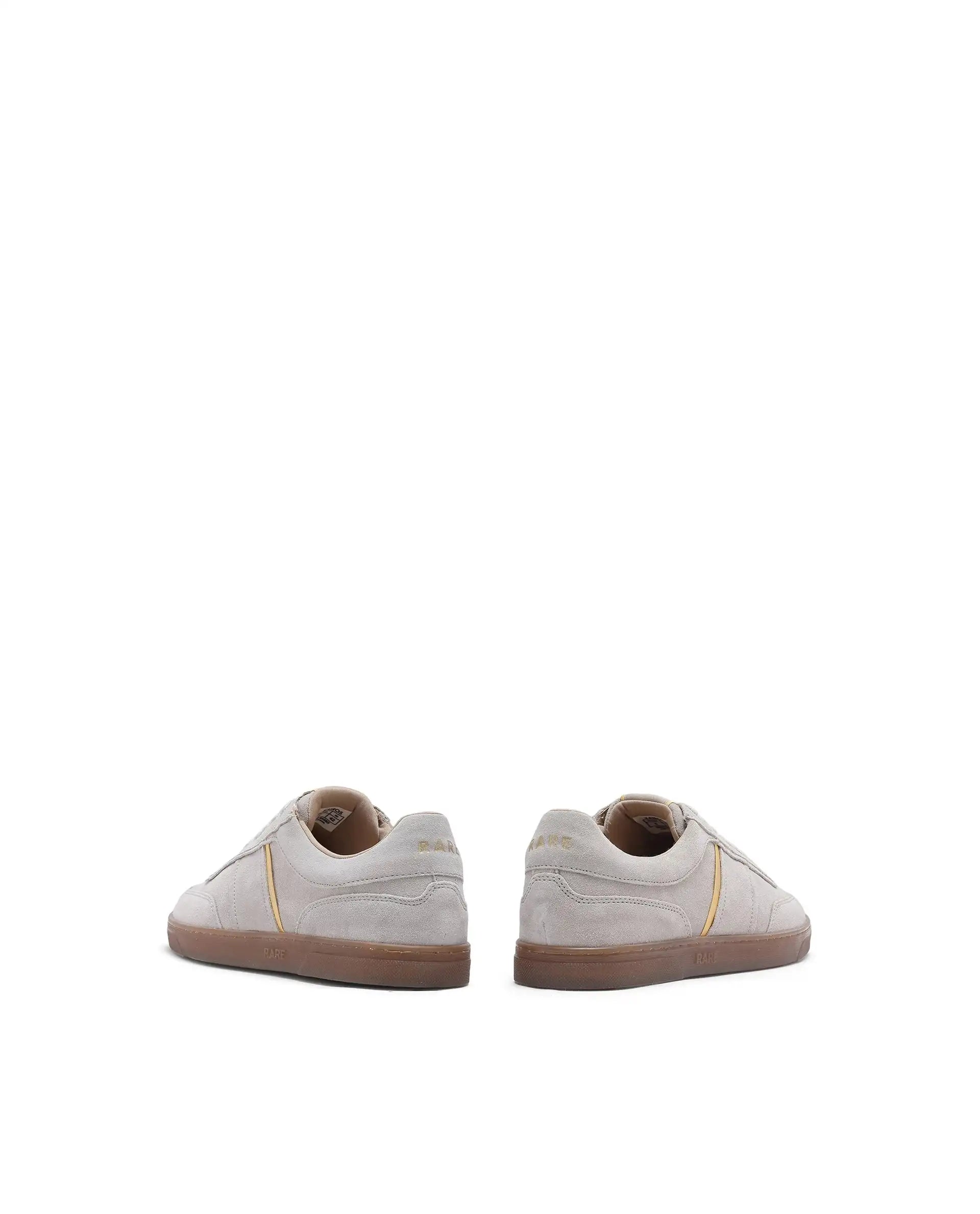 Rare Rabbit Men Kairos Light Beige Premium Suede Leather Low-Top Lace-Up Sneaker Shoes