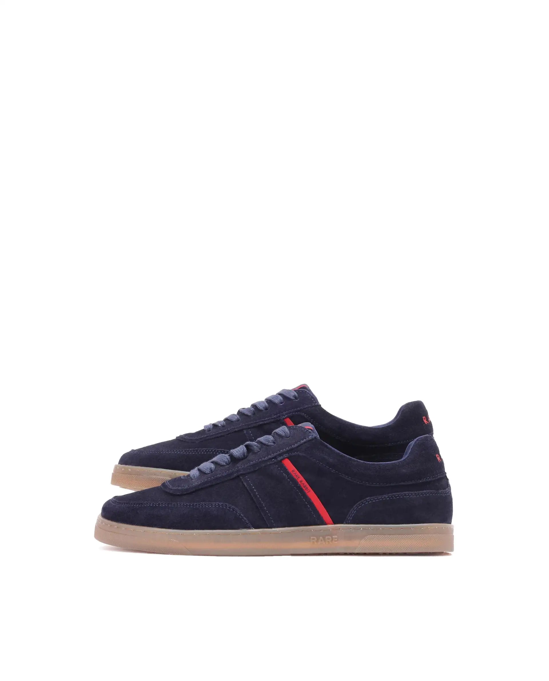 Rare Rabbit Men Kairos Navy Premium Suede Leather Low-Top Lace-Up Sneaker Shoes