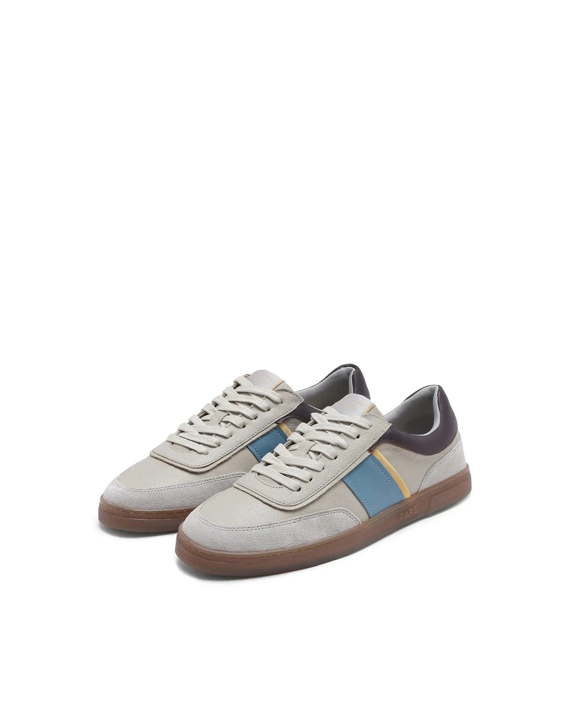 Rare Rabbit Men Kairos Pro Light Grey Premium Suede Leather Low-Top Lace-Up Sneaker Shoes
