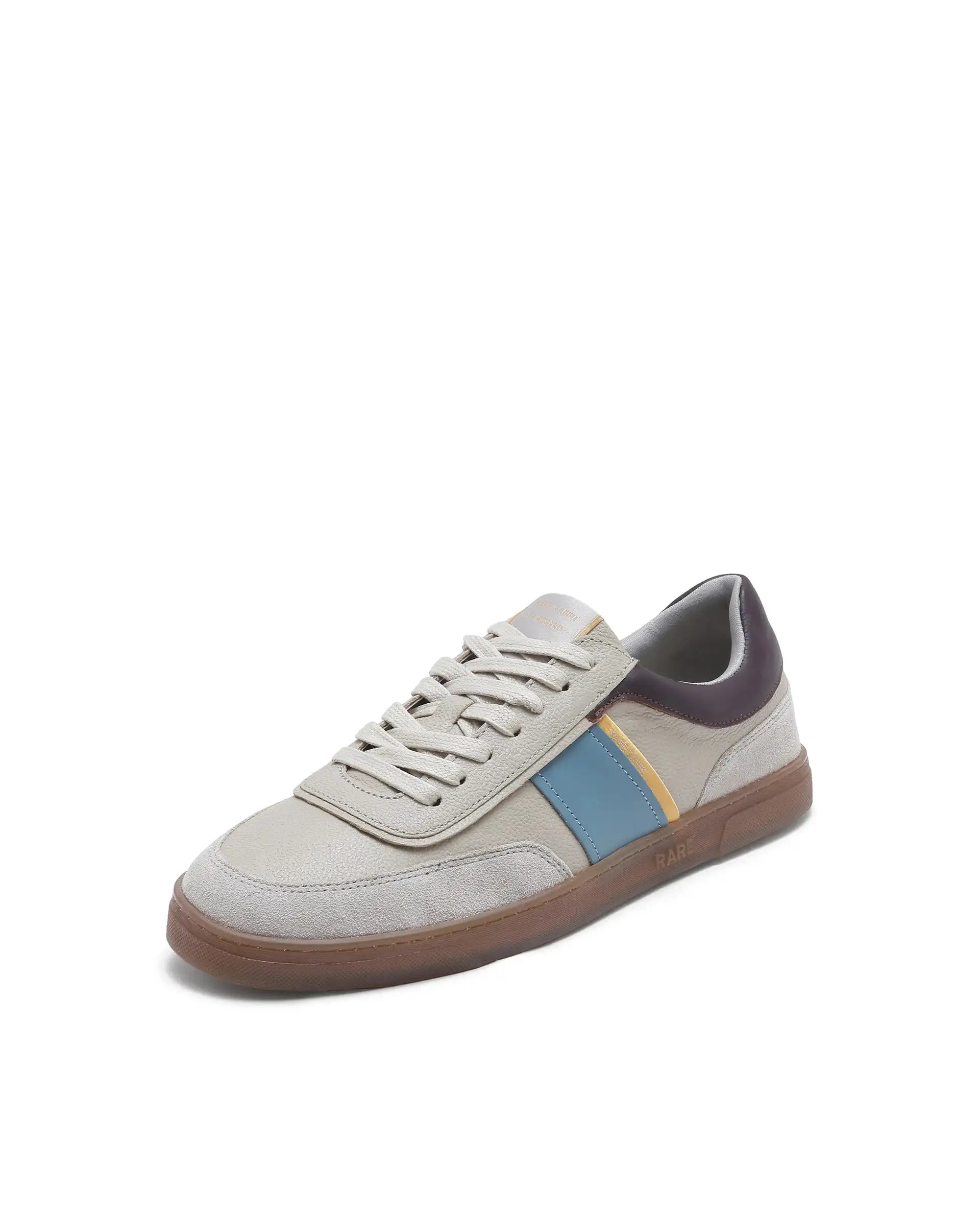 Rare Rabbit Men Kairos Pro Light Grey Premium Suede Leather Low-Top Lace-Up Sneaker Shoes