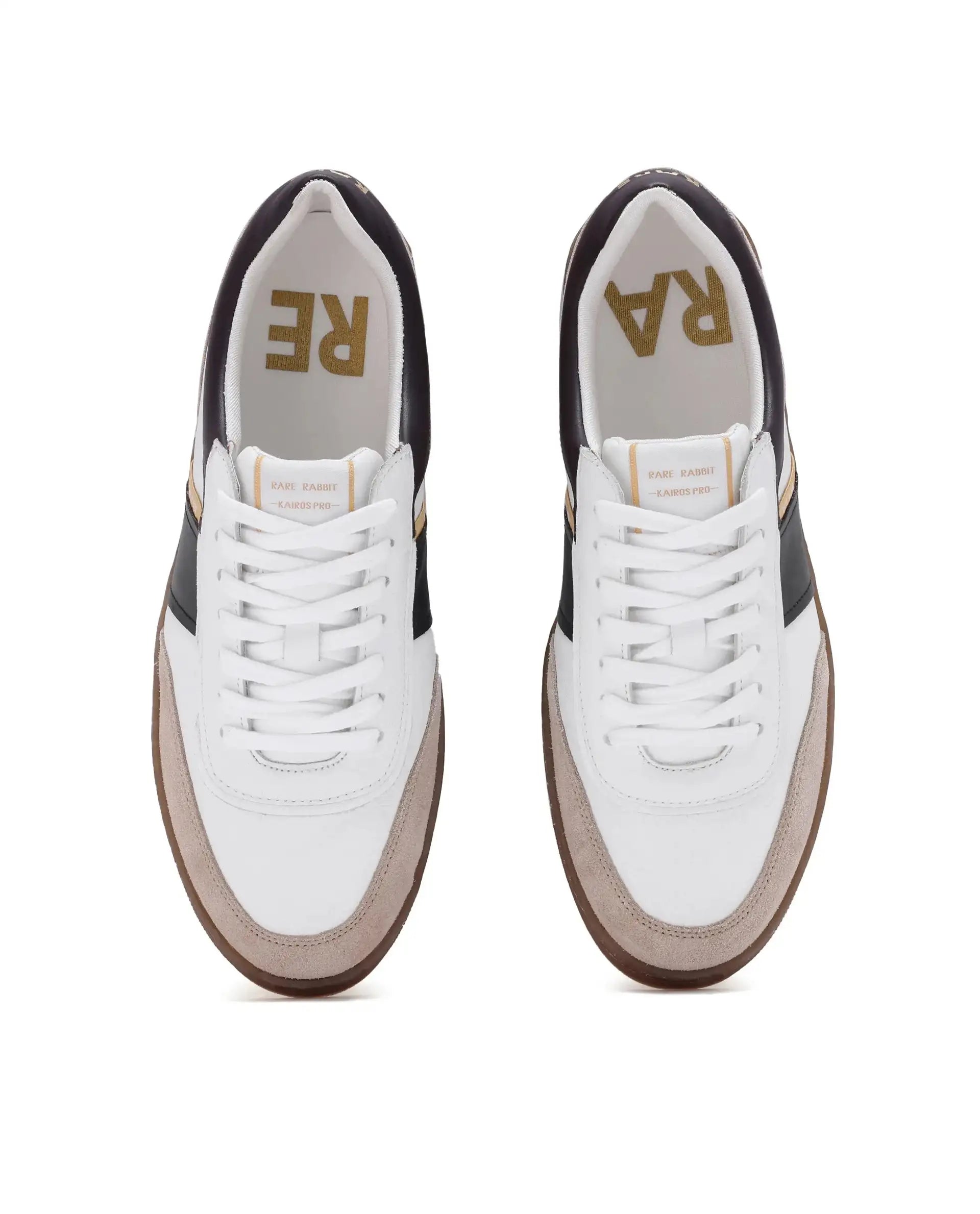 Rare Rabbit Men Kairos Pro White Premium Suede Leather Low-Top Lace-Up Sneaker Shoes