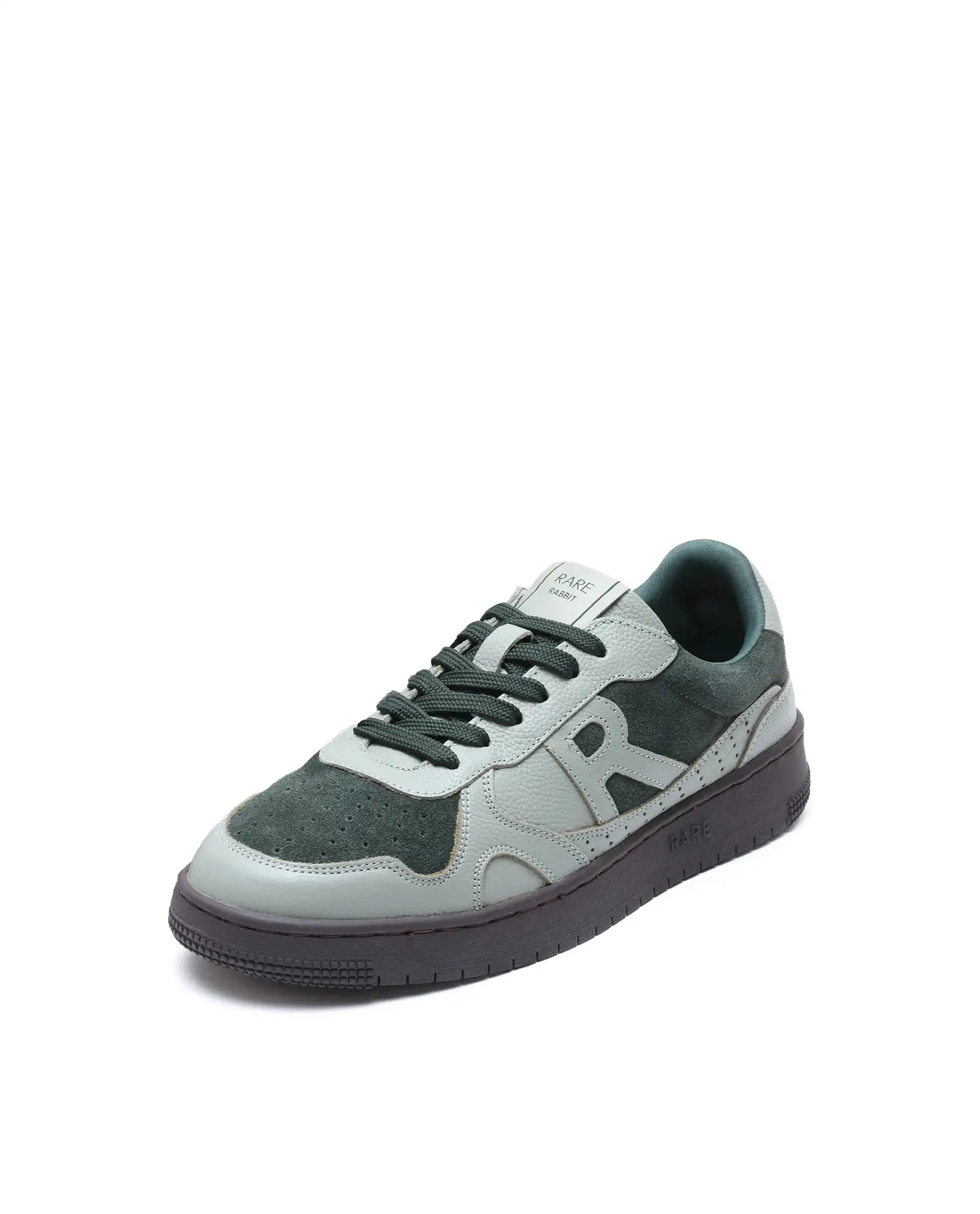 Rare Rabbit Men's Kelp Green Micro Fiber Leather Sneaker
