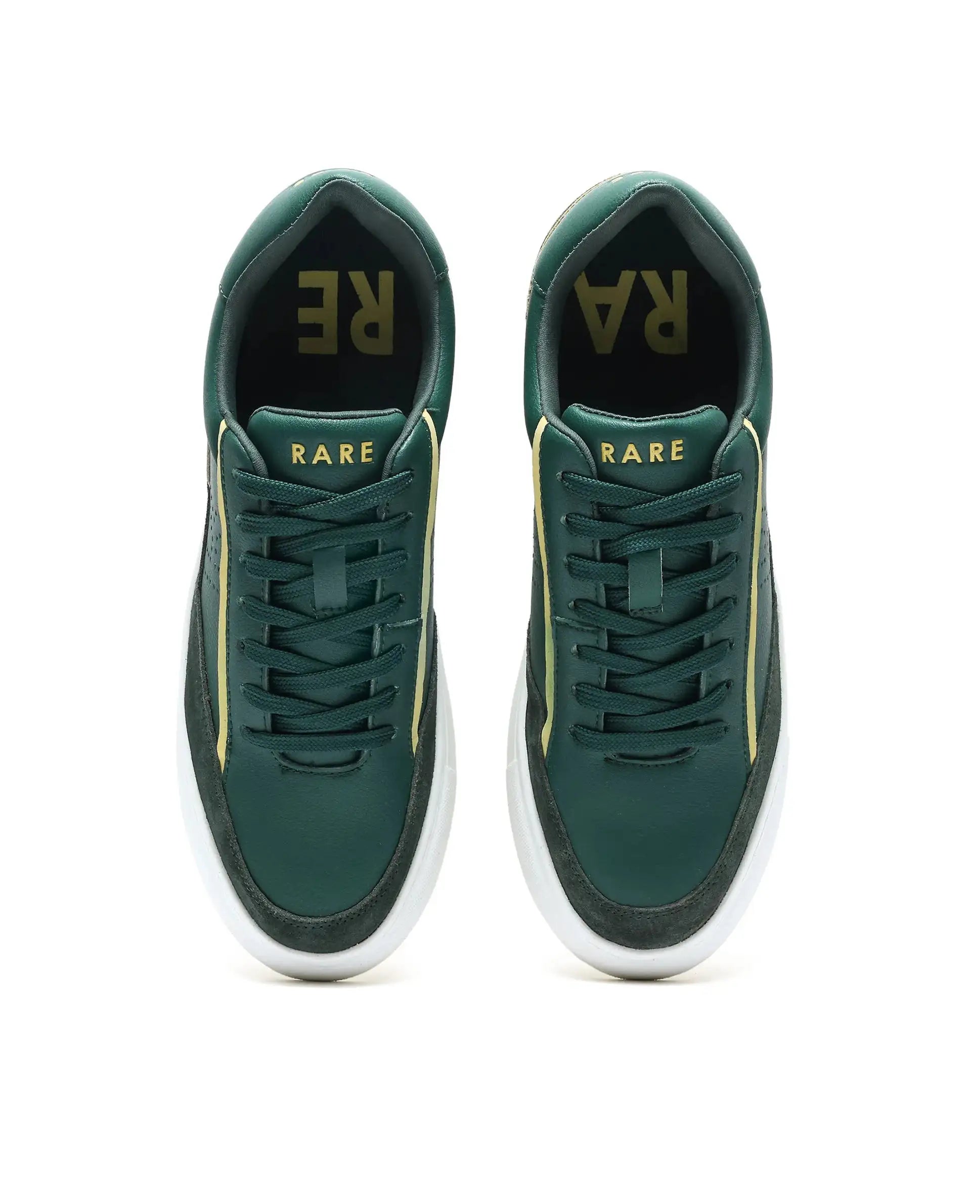 Rare Rabbit Men's Kennen Dark Green Micro Fiber Causal Sneaker