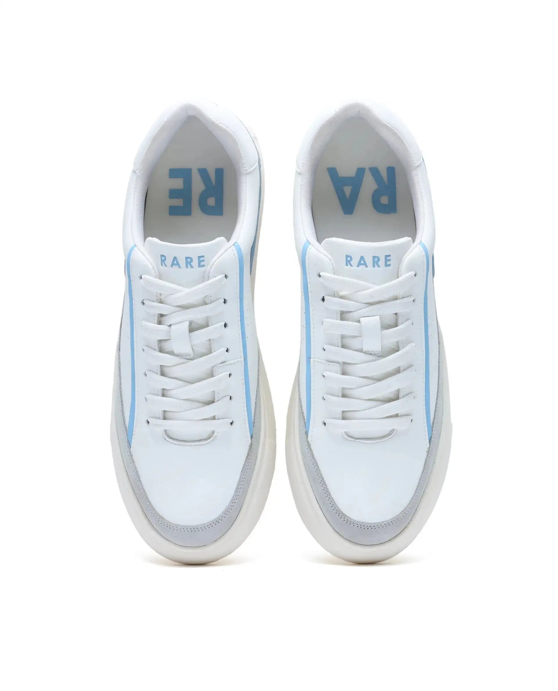 Rare Rabbit Men's Kennen Ice Blue Micro Fiber Causal Sneaker