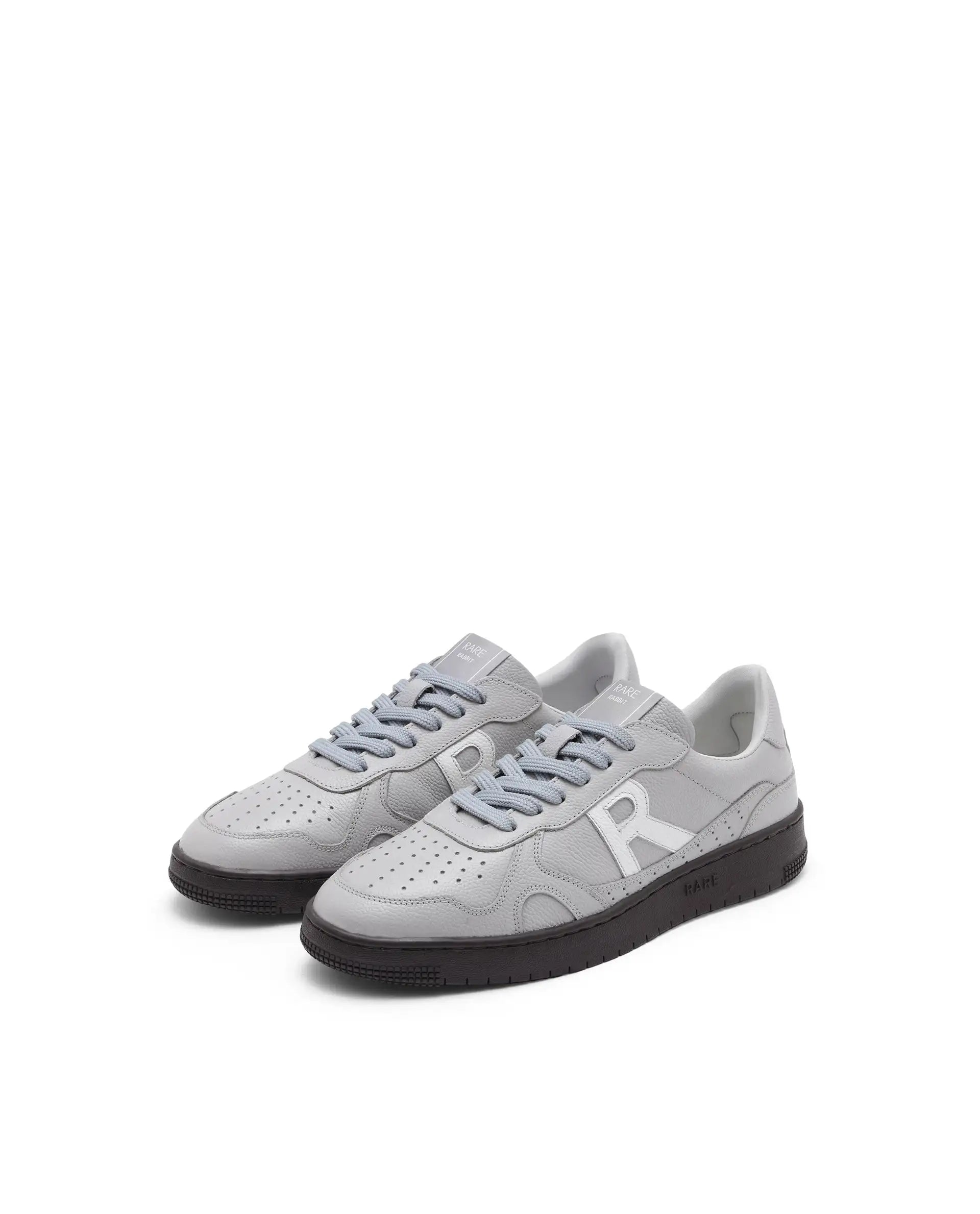 Rare Rabbit Men's Kepler Light Grey Genuine Leather Low-Top Lace-Up Sneaker Shoes