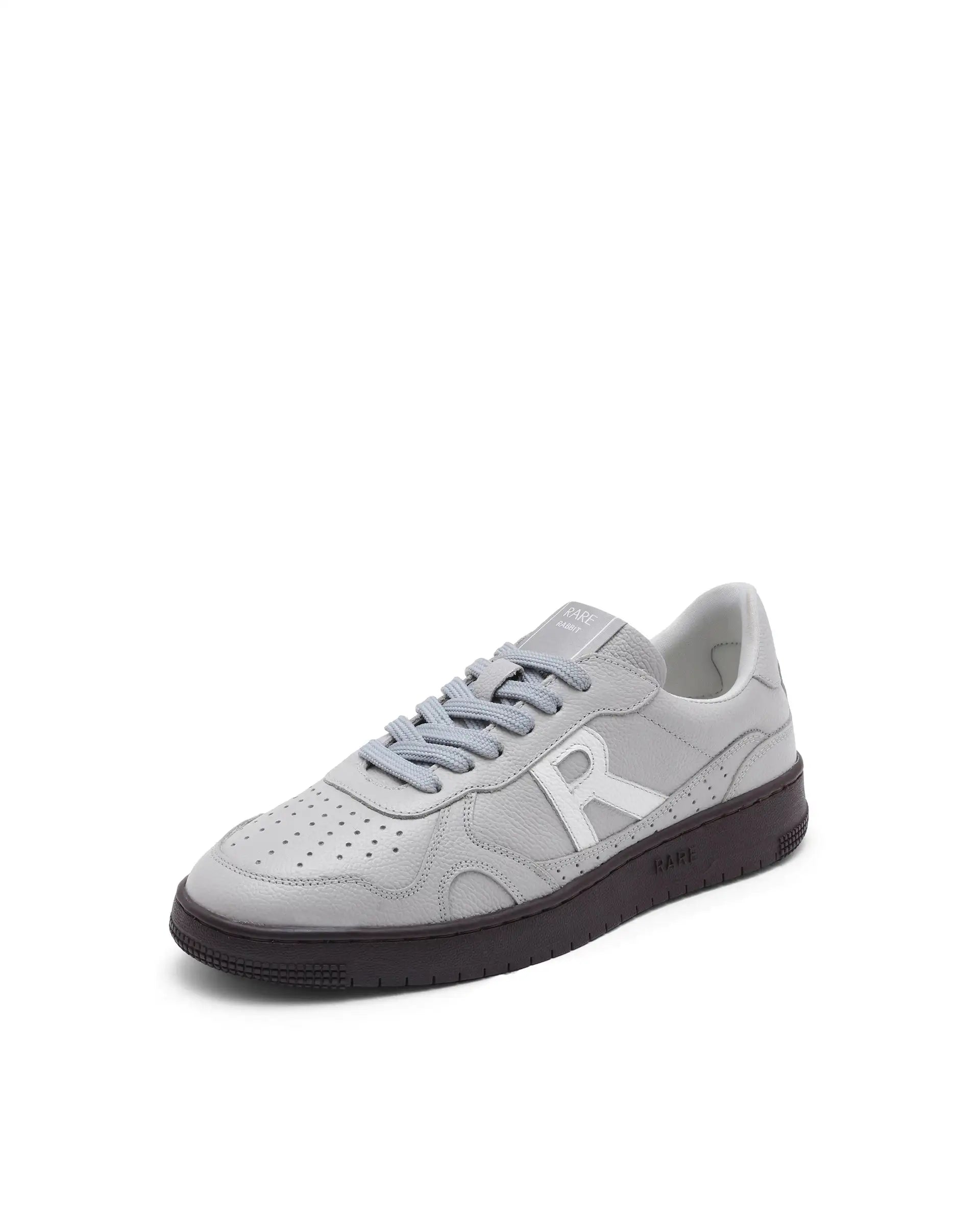 Rare Rabbit Men's Kepler Light Grey Genuine Leather Low-Top Lace-Up Sneaker Shoes