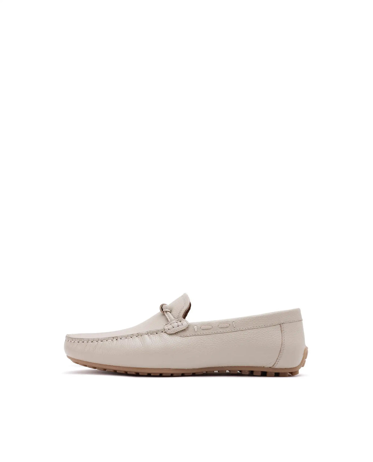 Rare Rabbit Men's Knott Beige Slip-On Genuine Milled Leather Driving Mocassin