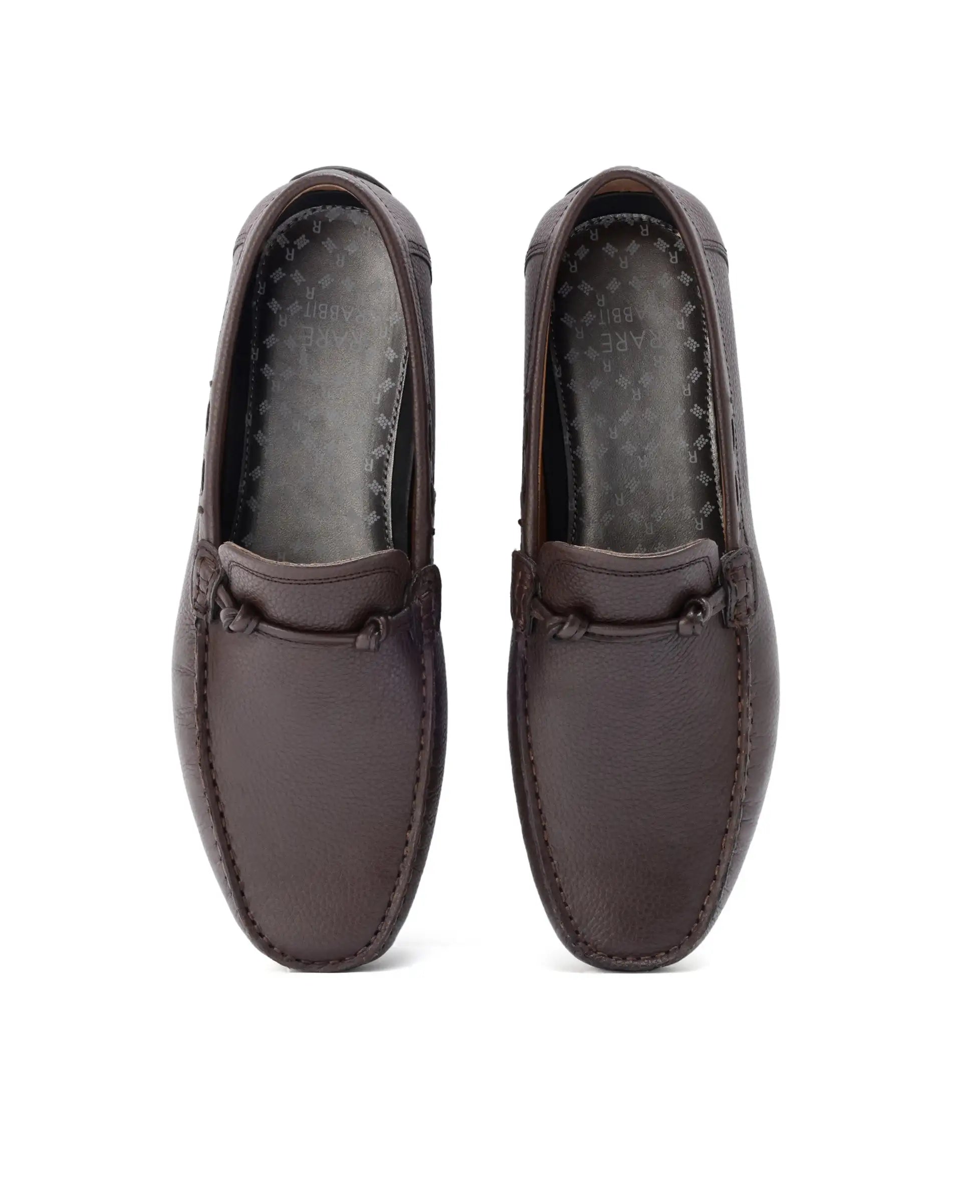 Rare Rabbit Men's Knott Brown Slip-On Genuine Milled Leather Driving Mocassin