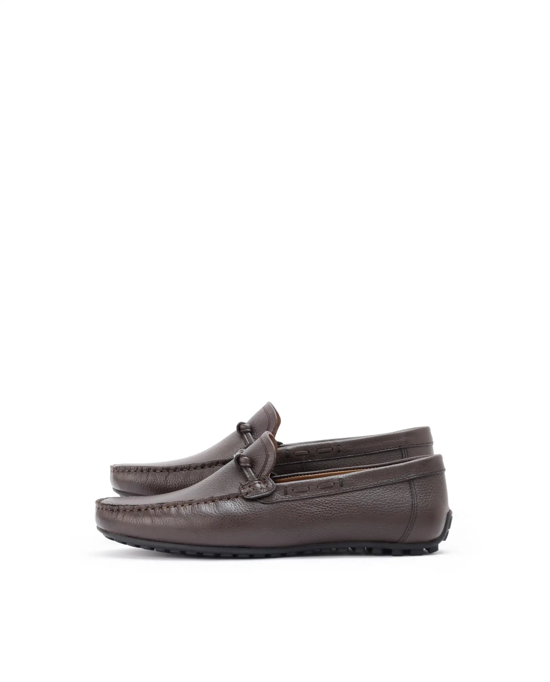 Rare Rabbit Men's Knott Brown Slip-On Genuine Milled Leather Driving Mocassin