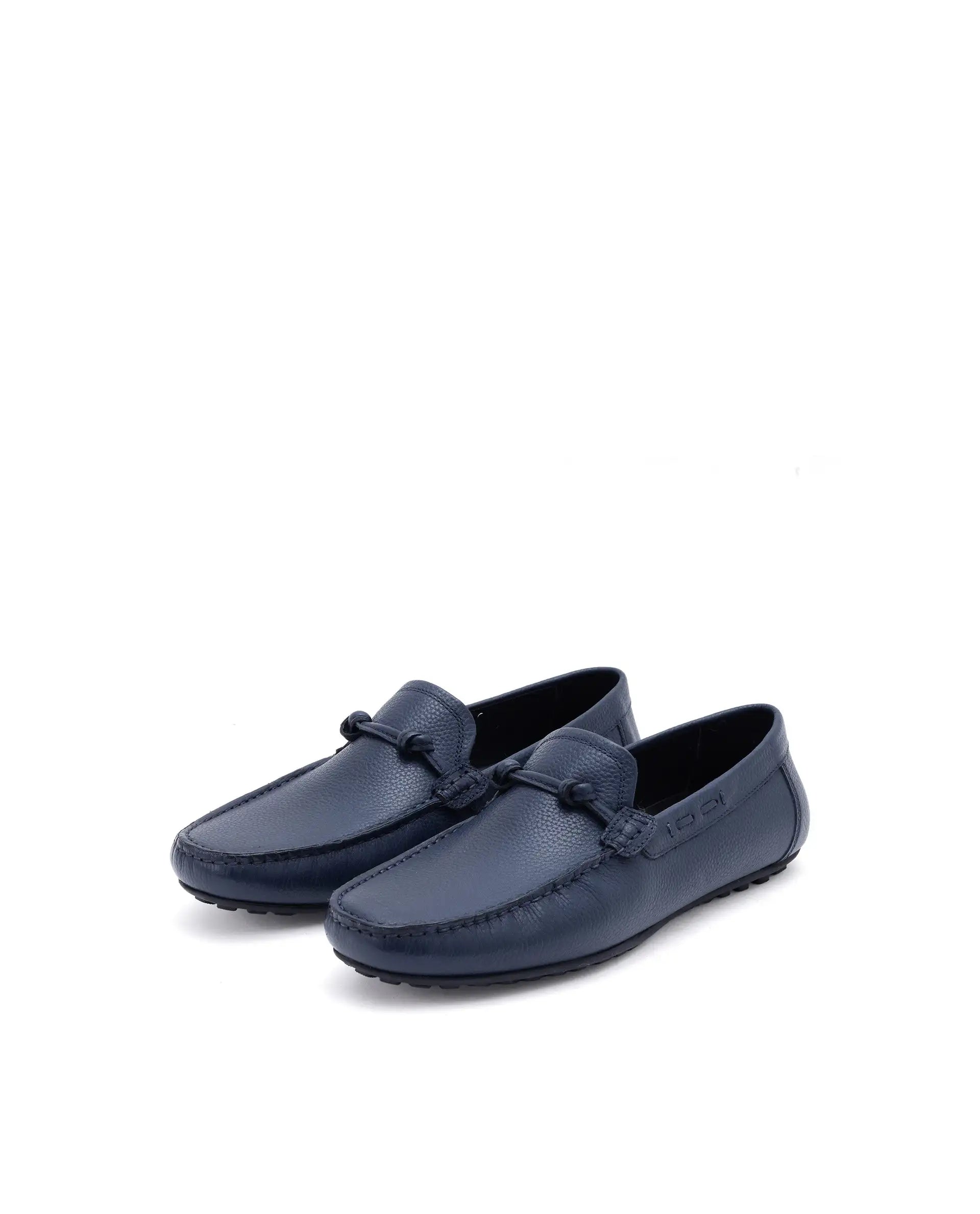 Rare Rabbit Men's Knott Navy Slip-On Genuine Milled Leather Driving Mocassin