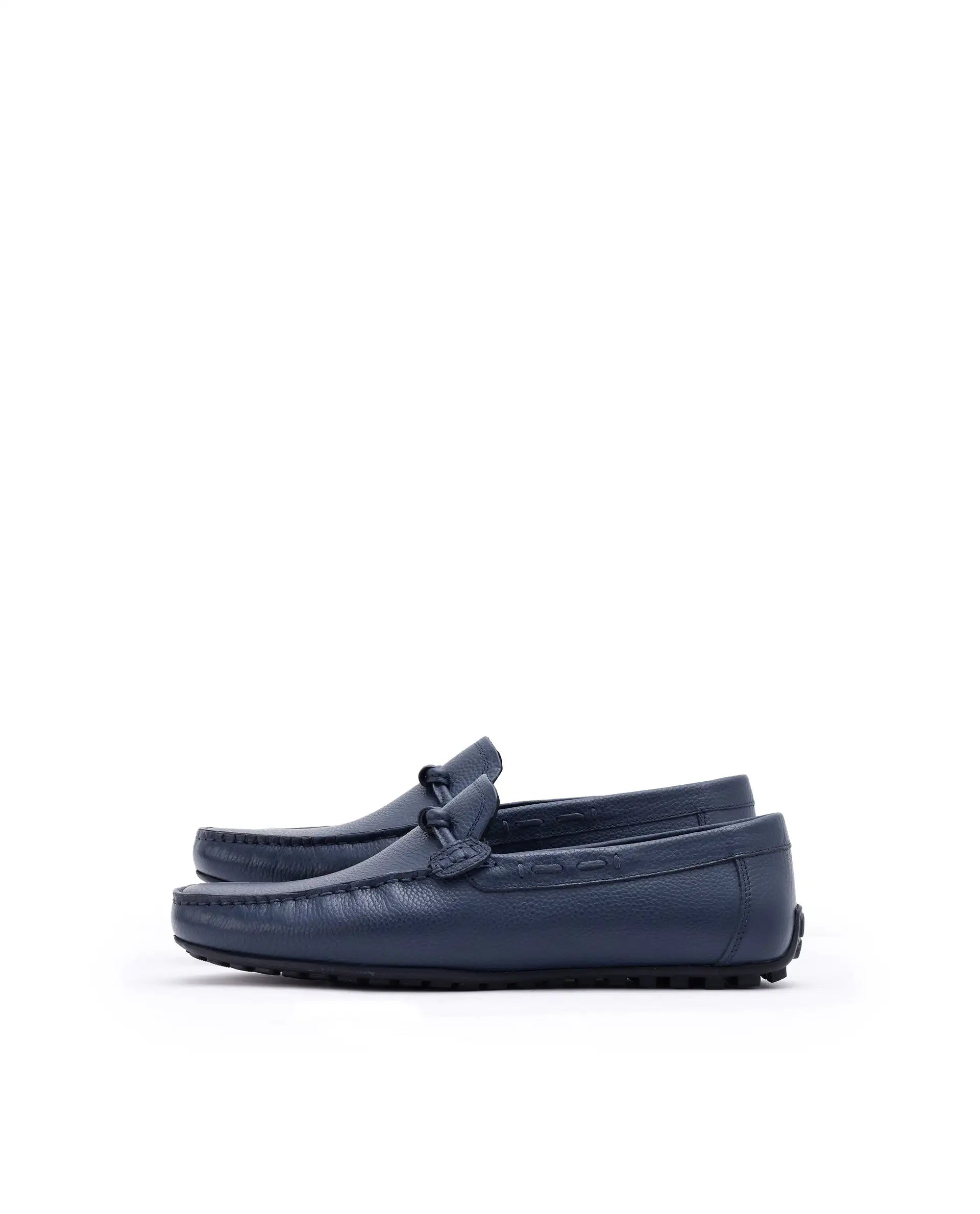 Rare Rabbit Men's Knott Navy Slip-On Genuine Milled Leather Driving Mocassin
