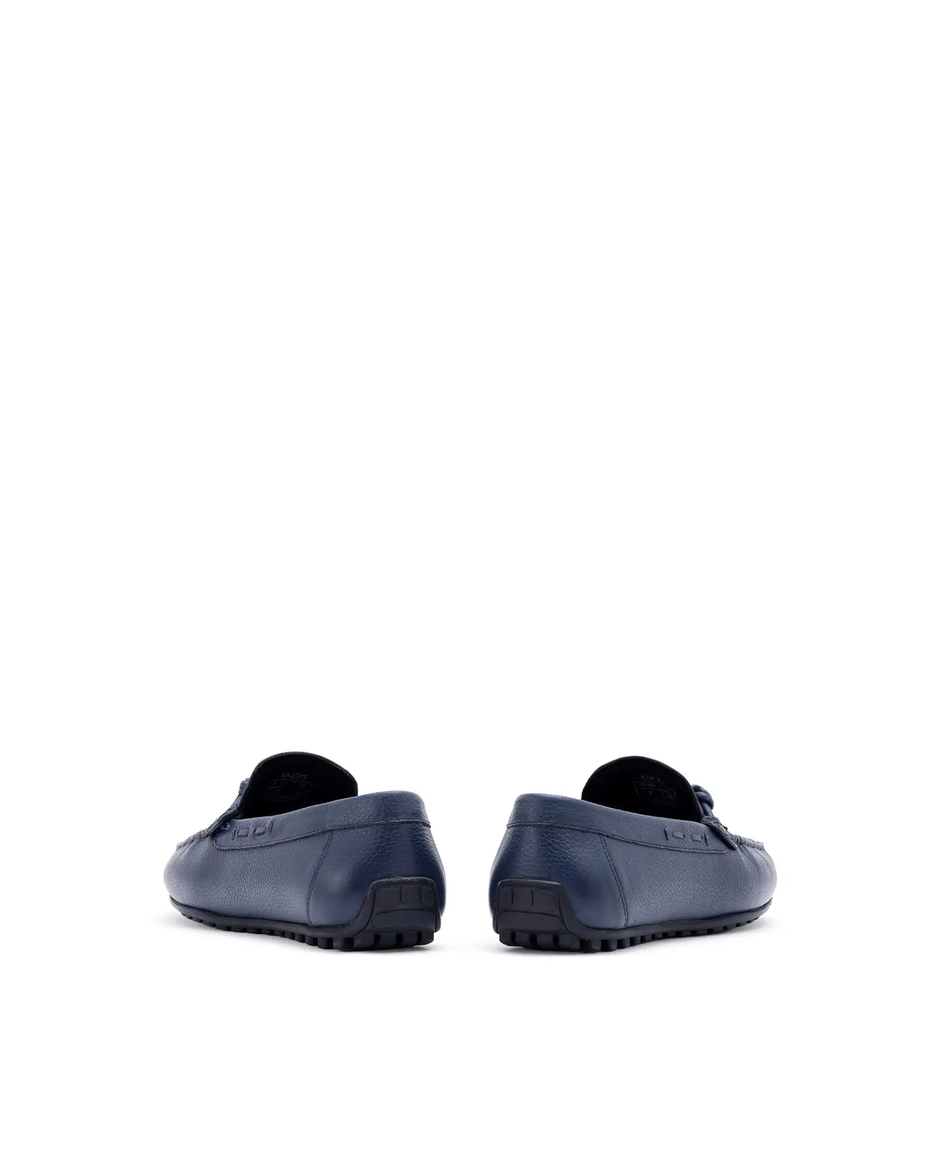 Rare Rabbit Men's Knott Navy Slip-On Genuine Milled Leather Driving Mocassin