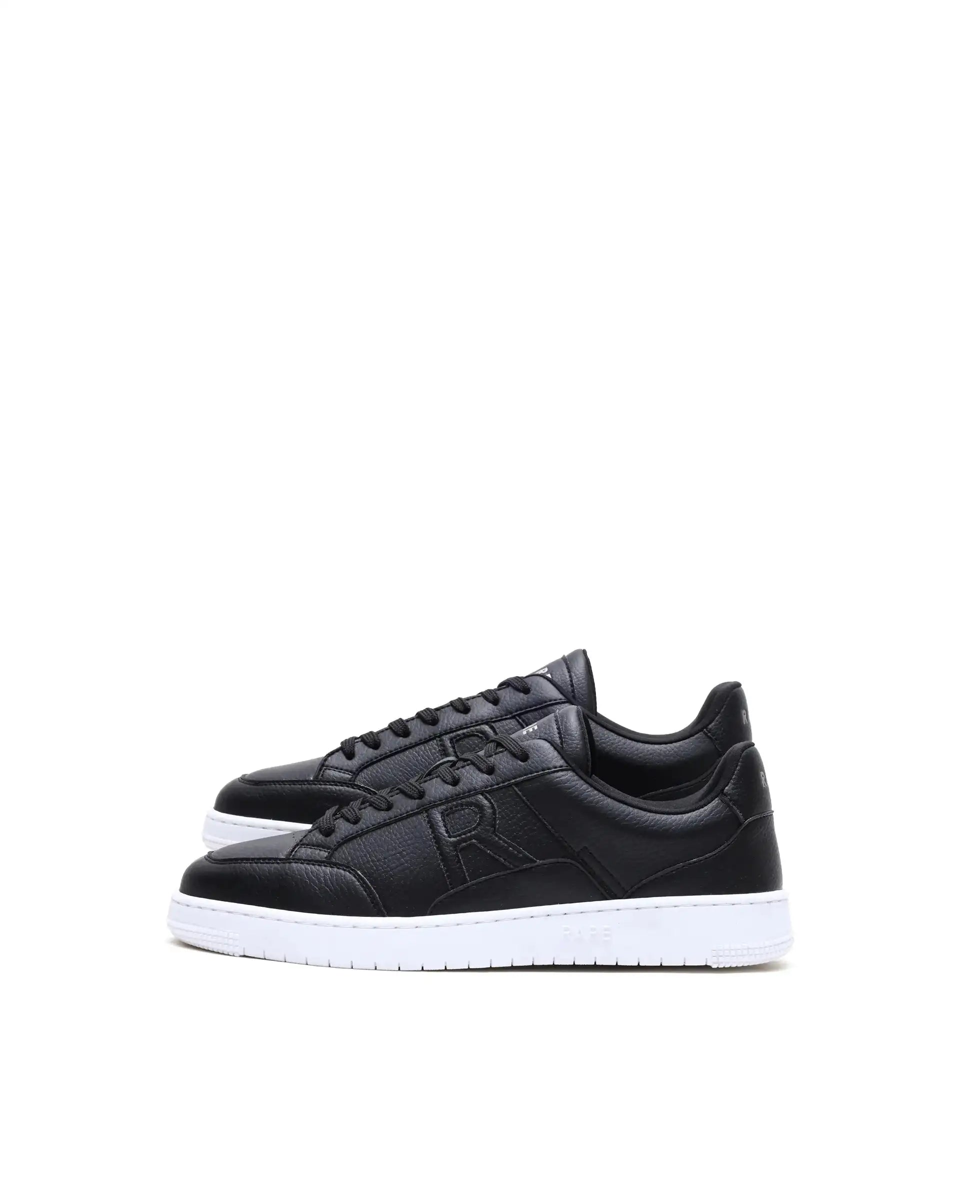 Rare Rabbit Men's Lino Black/White Micro Leather Sneaker