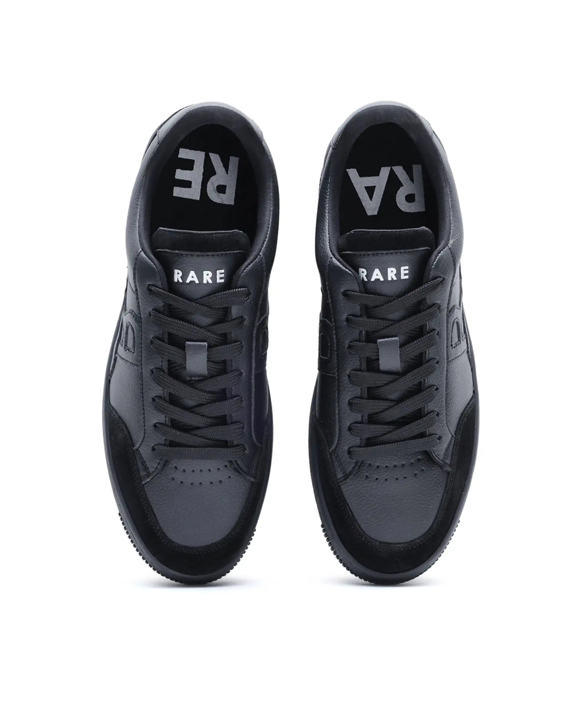 Rare Rabbit Men's Lino Black Micro Leather Sneaker