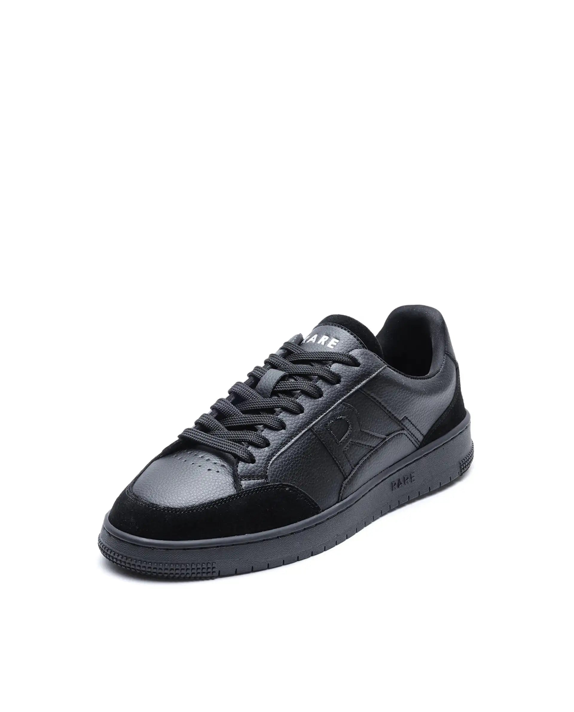Rare Rabbit Men's Lino Black Micro Leather Sneaker